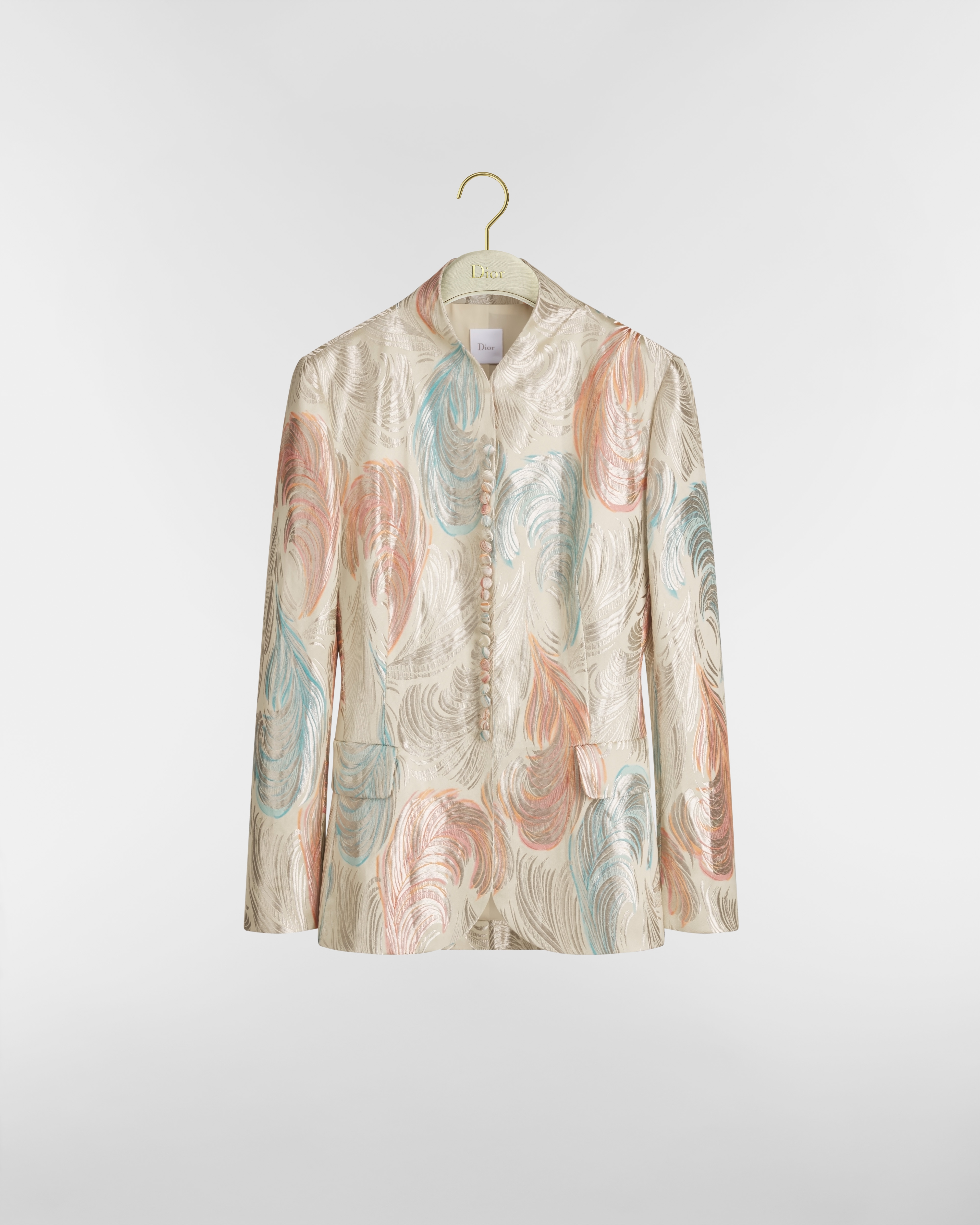 Bar Jacket Multicolor Dior Byzance Feathers Metallic Jacquard E01