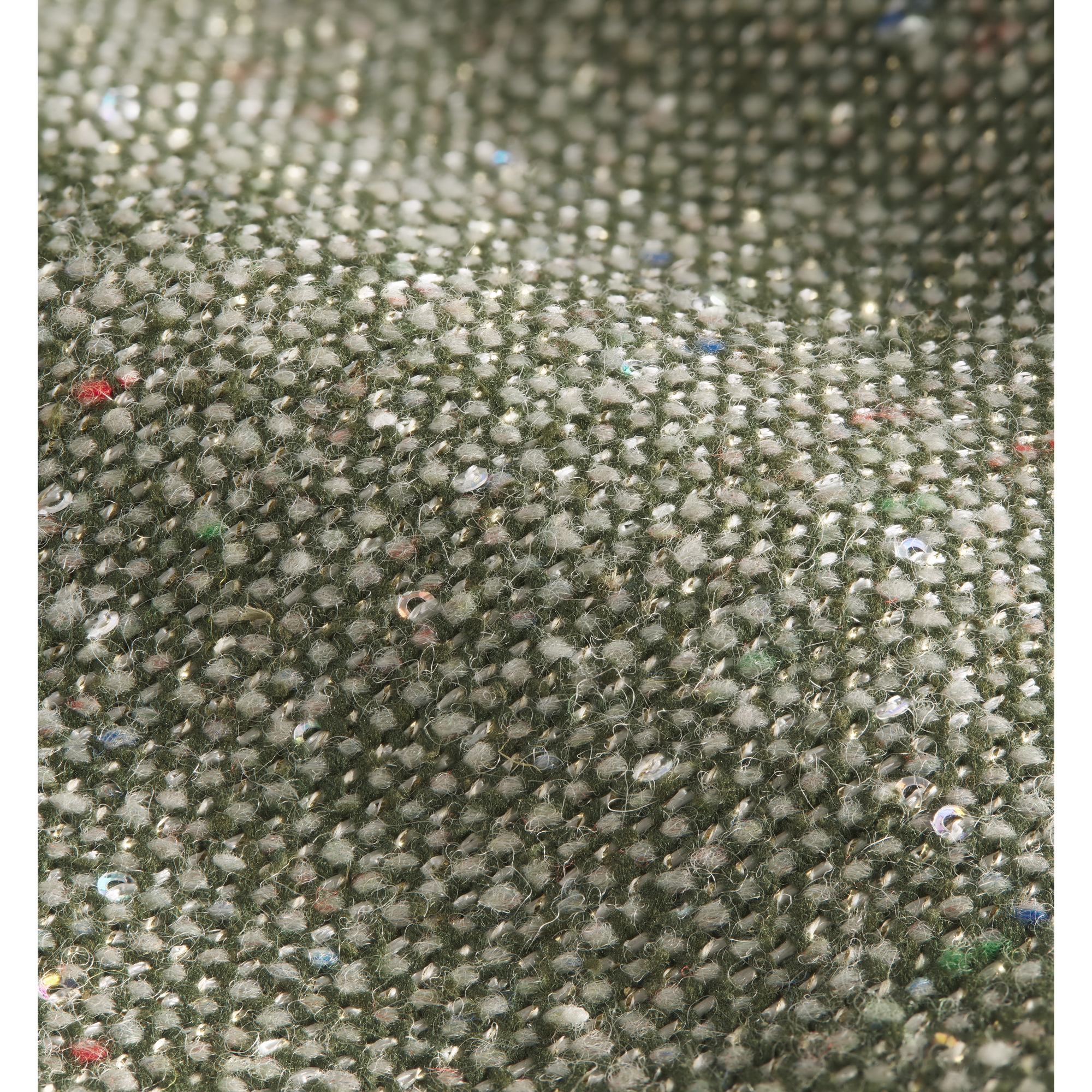 Bar Jacket Khaki Donegal Tweed Embroidered with Multicolor Sequins E10