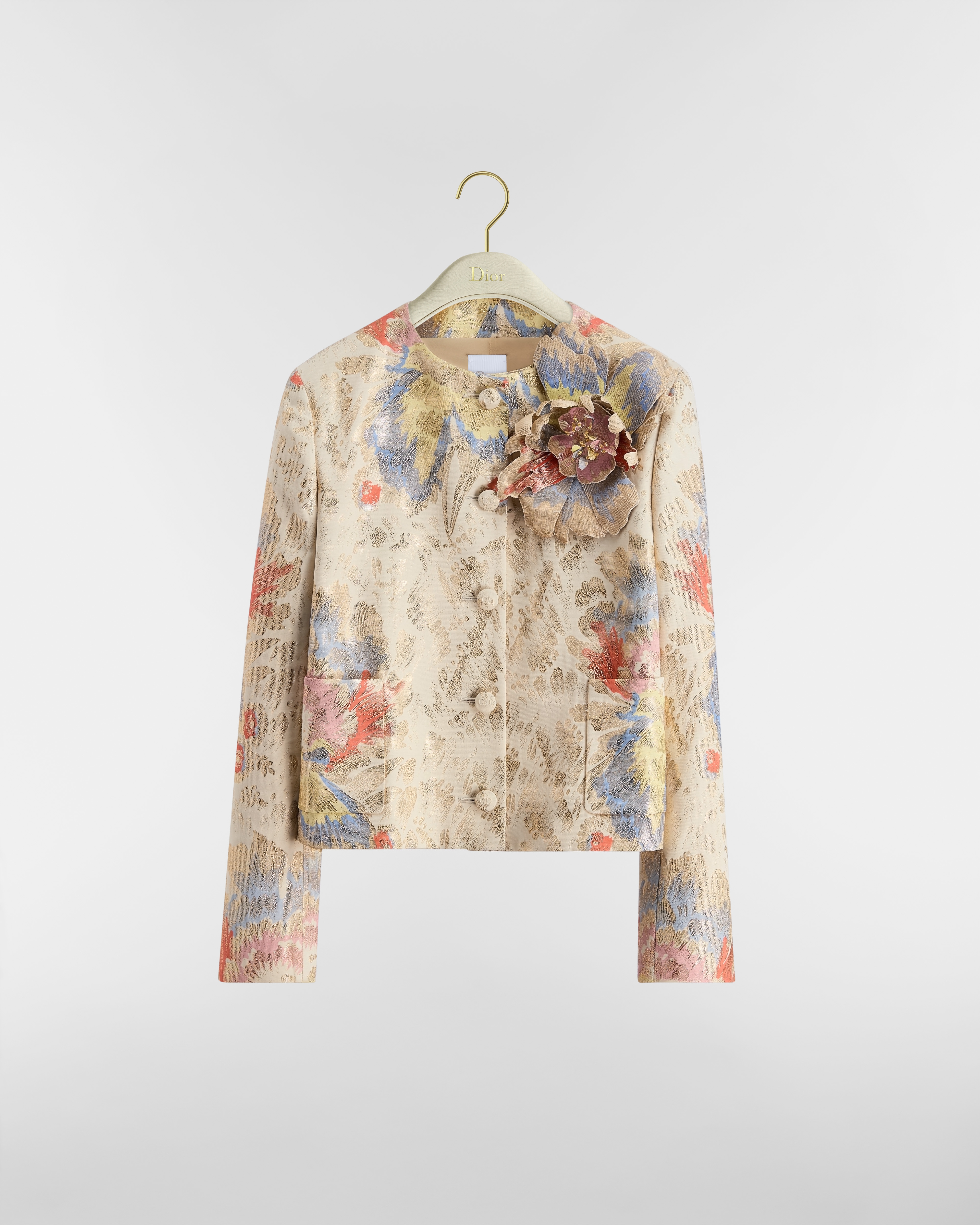 Veste Jacquard de laine vierge et soie mélangés à motif Dior Byzance Garden multicolore E01