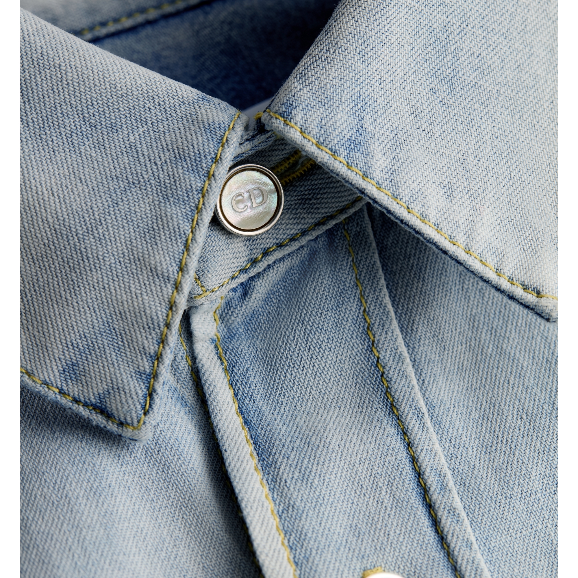 Dior Médaillon Embroidered Blouse Light Blue Stonewashed Cotton Denim E10