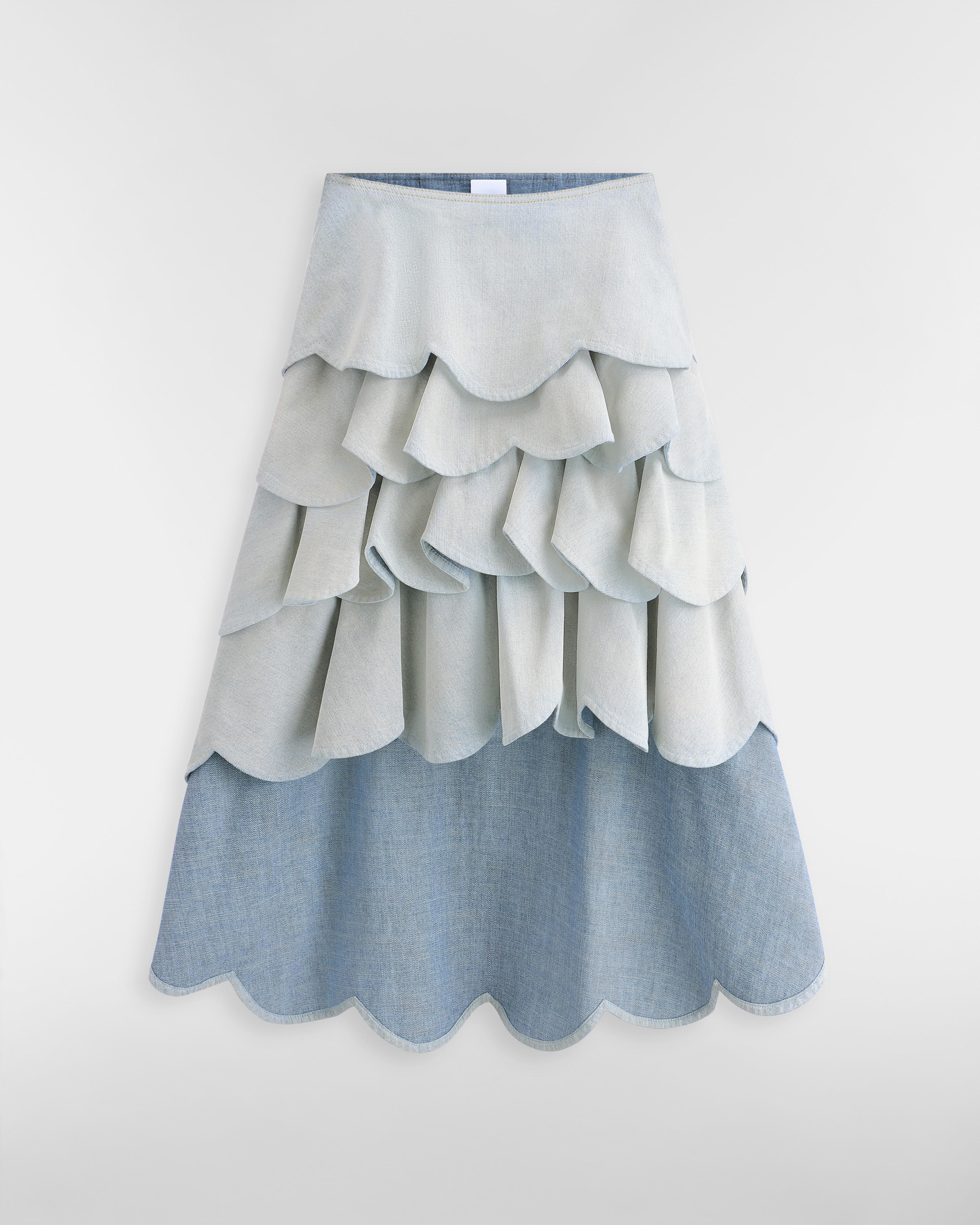 Mid-Length Asymmetrical Ruffled Skirt