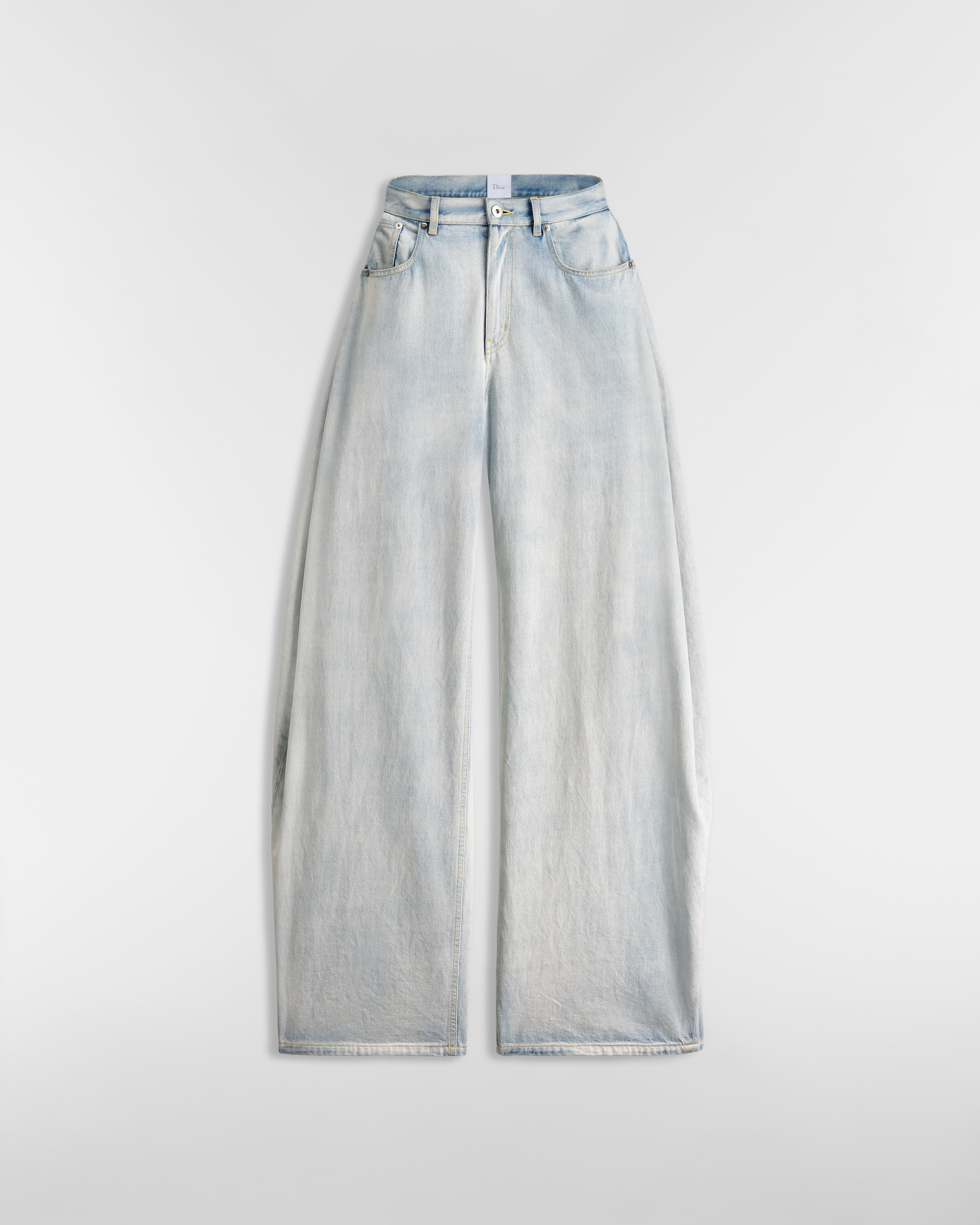 Locker geschnittene Jeans Stonewashed Baumwolldenim in Hellblau E01