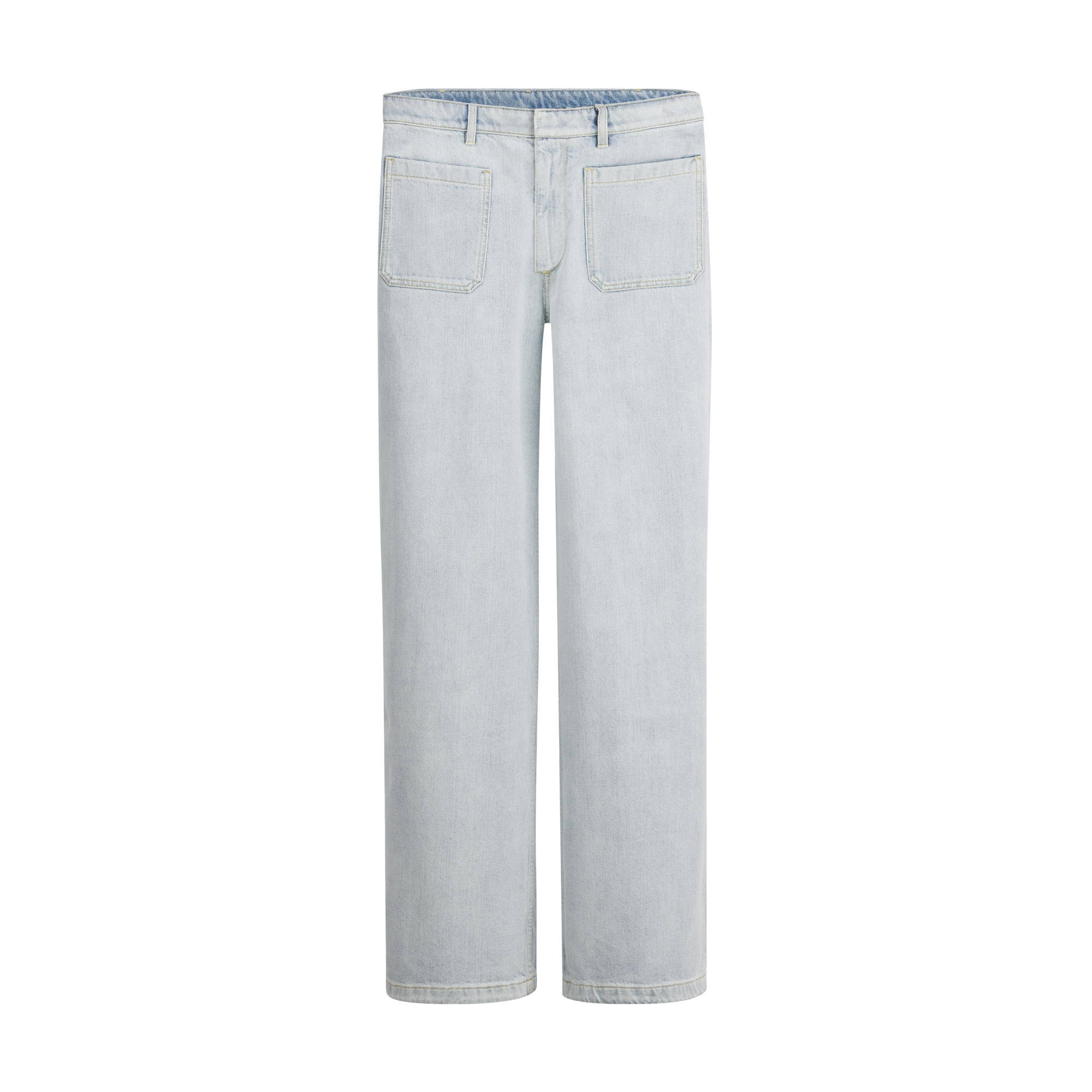 High-Waist Flared Jeans Light Blue Stonewashed Cotton Denim E01