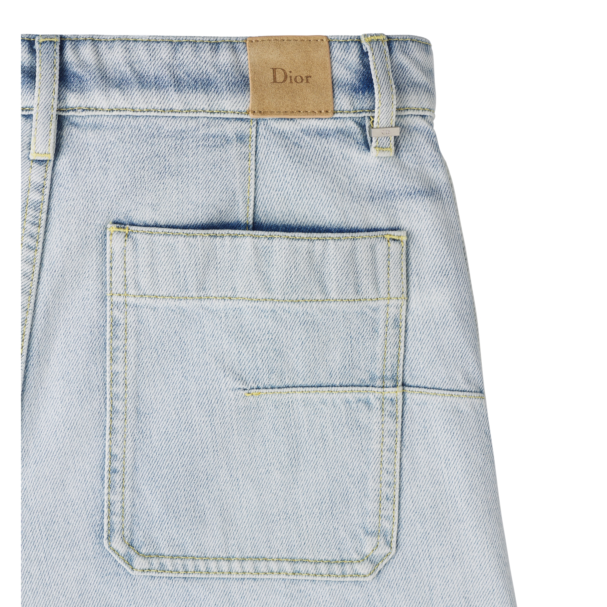High-Waist Flared Jeans Light Blue Stonewashed Cotton Denim E09