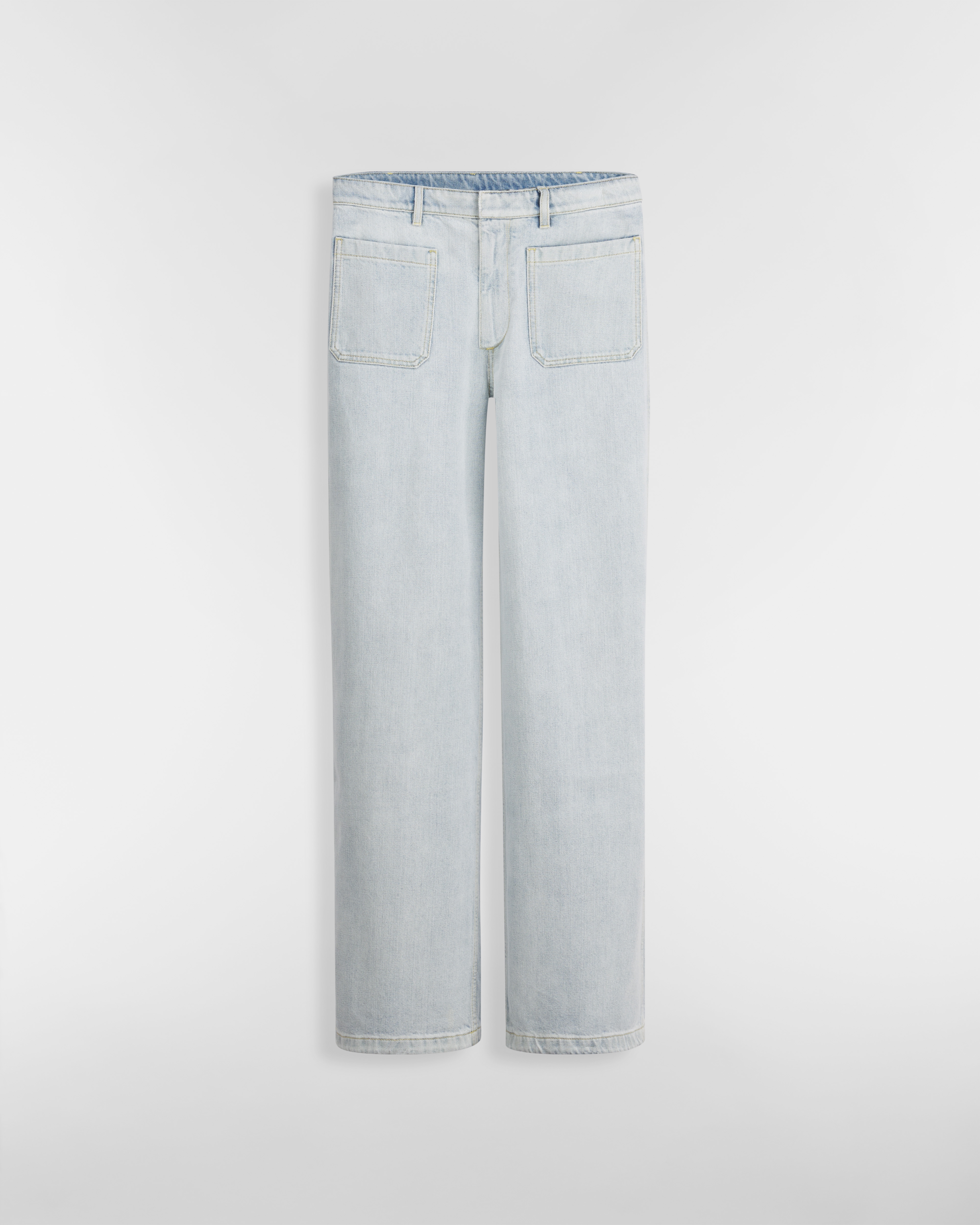 High-Waist Flared Jeans Light Blue Stonewashed Cotton Denim E01
