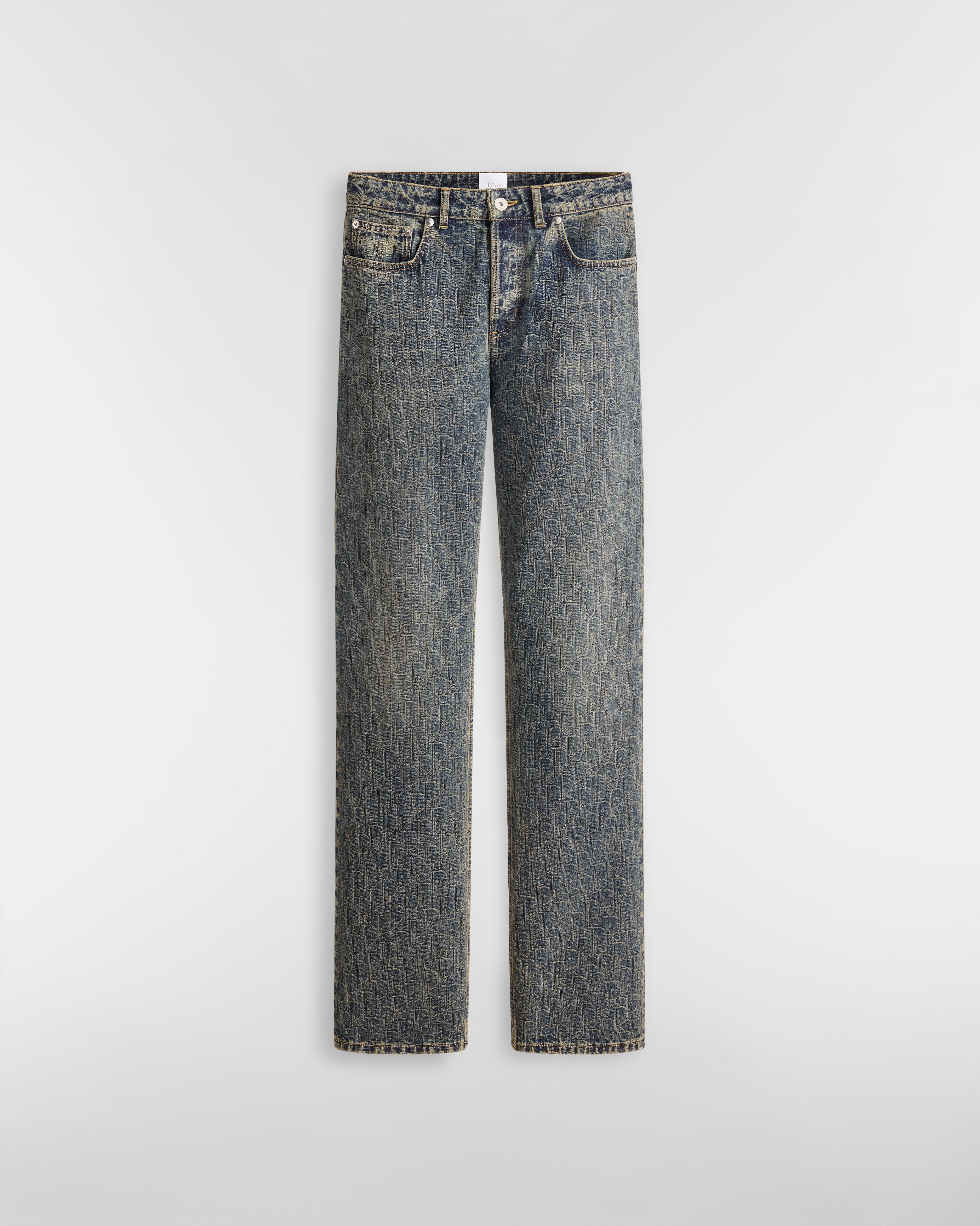 Jeans im Regular Fit Dior Oblique Baumwolldenim mit stonewashed Effekt in Blau E01