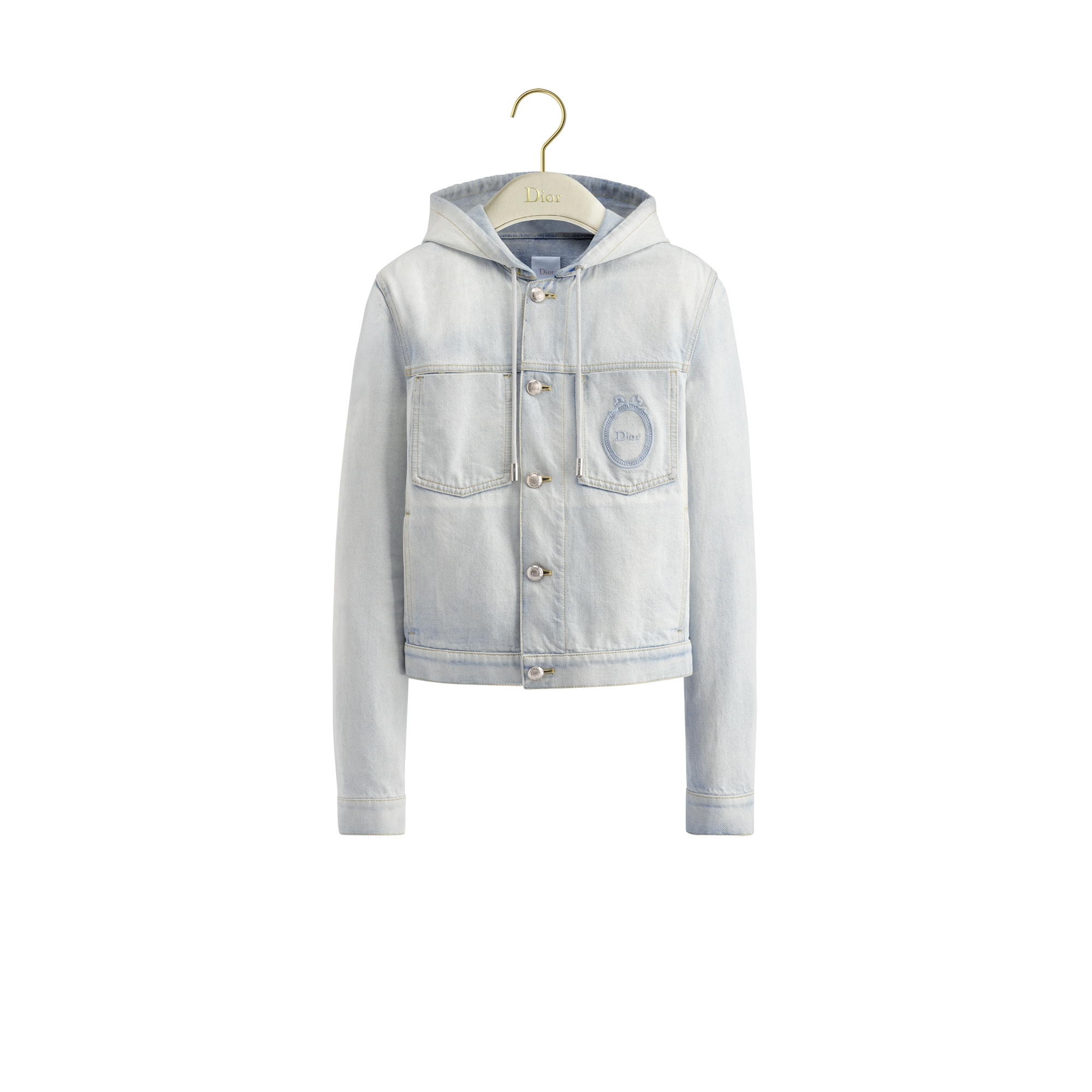 Dior Médaillon Embroidered Hooded Jacket Light Blue Stonewashed 