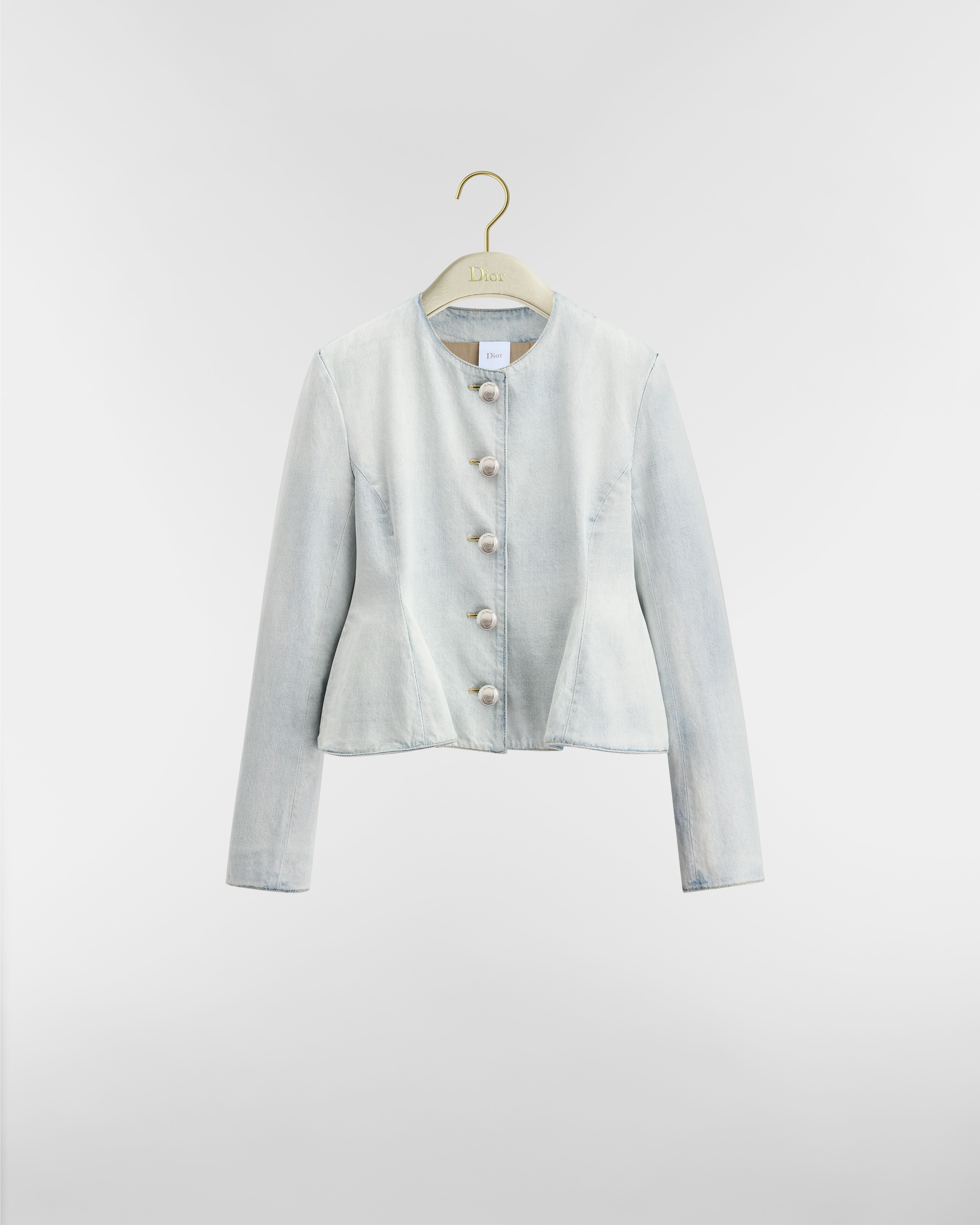 Peplum Jacket Light Blue Stonewashed Cotton Denim E01