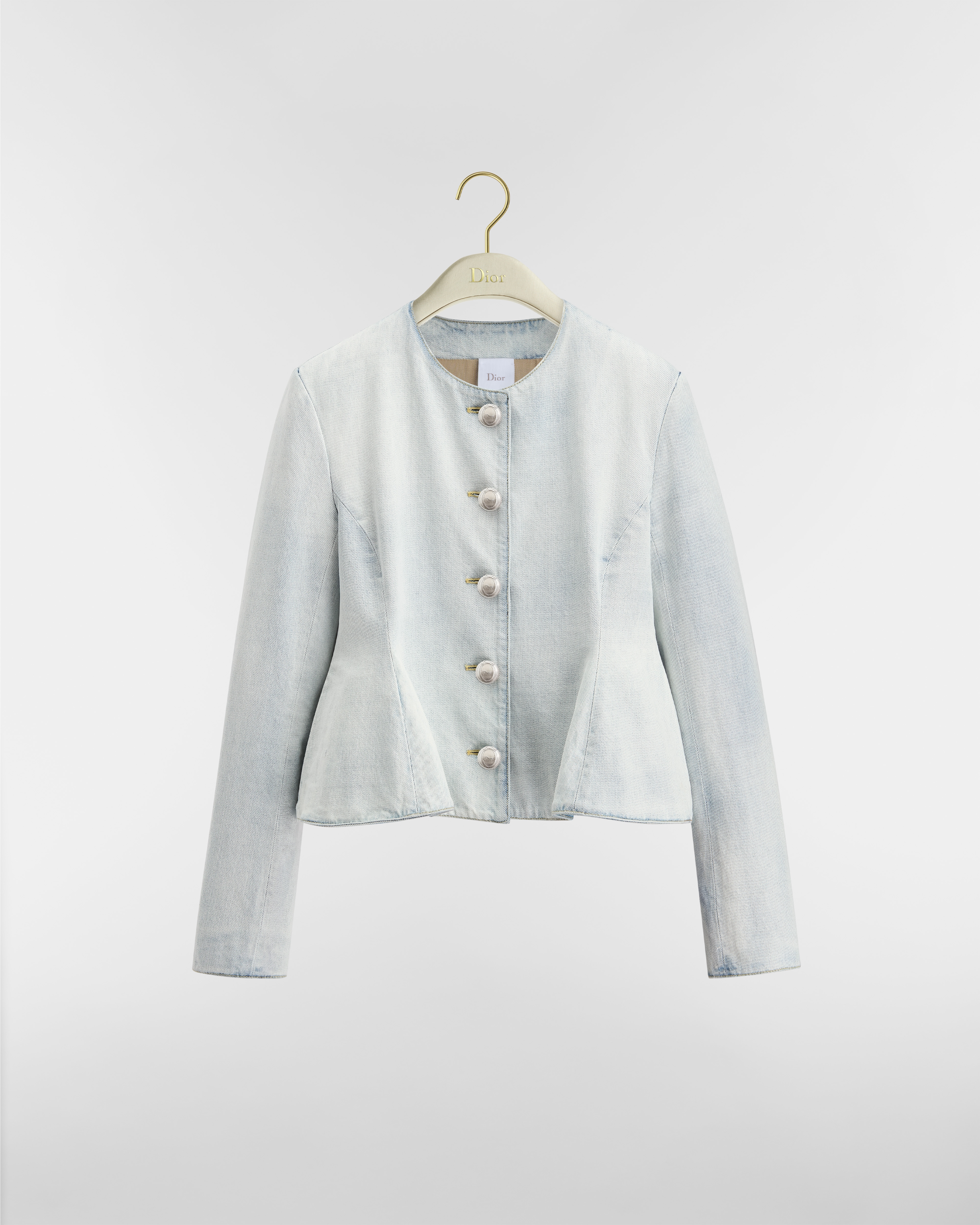 Peplum Jacket Light Blue Stonewashed Cotton Denim E01
