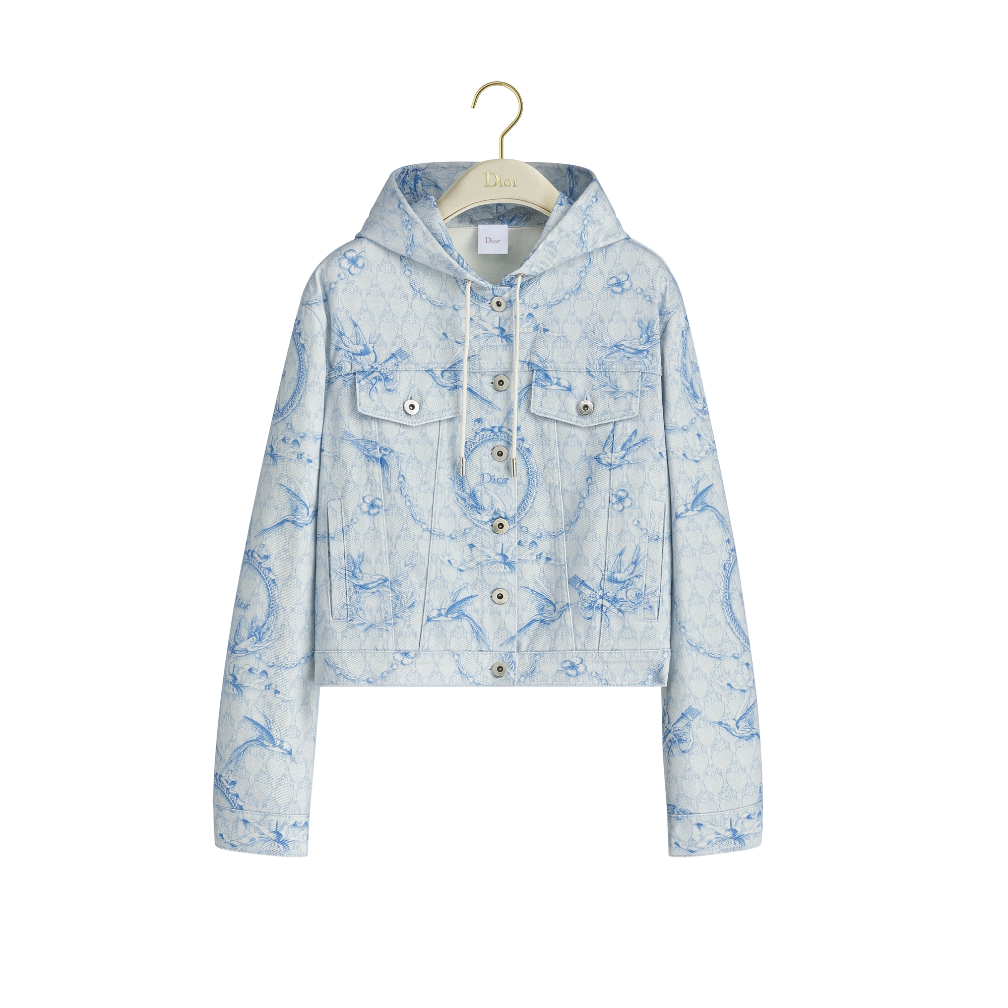 Qixi Hooded Jacket Blue Dior Colibri Cotton Denim | DIOR