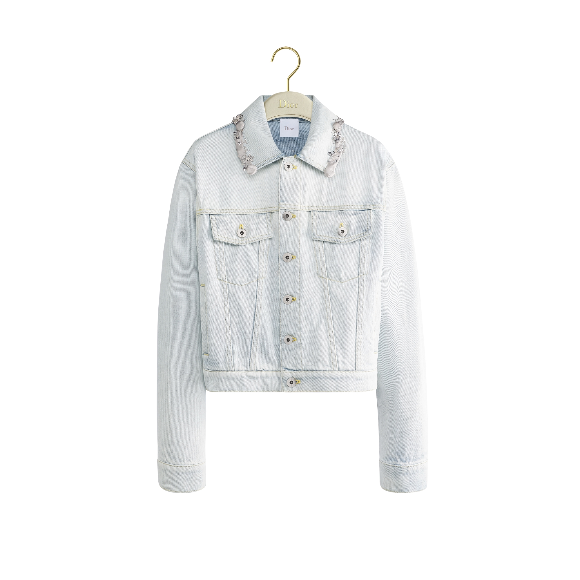 Embroidered Jacket Light Blue Stonewashed Cotton Denim | DIOR US