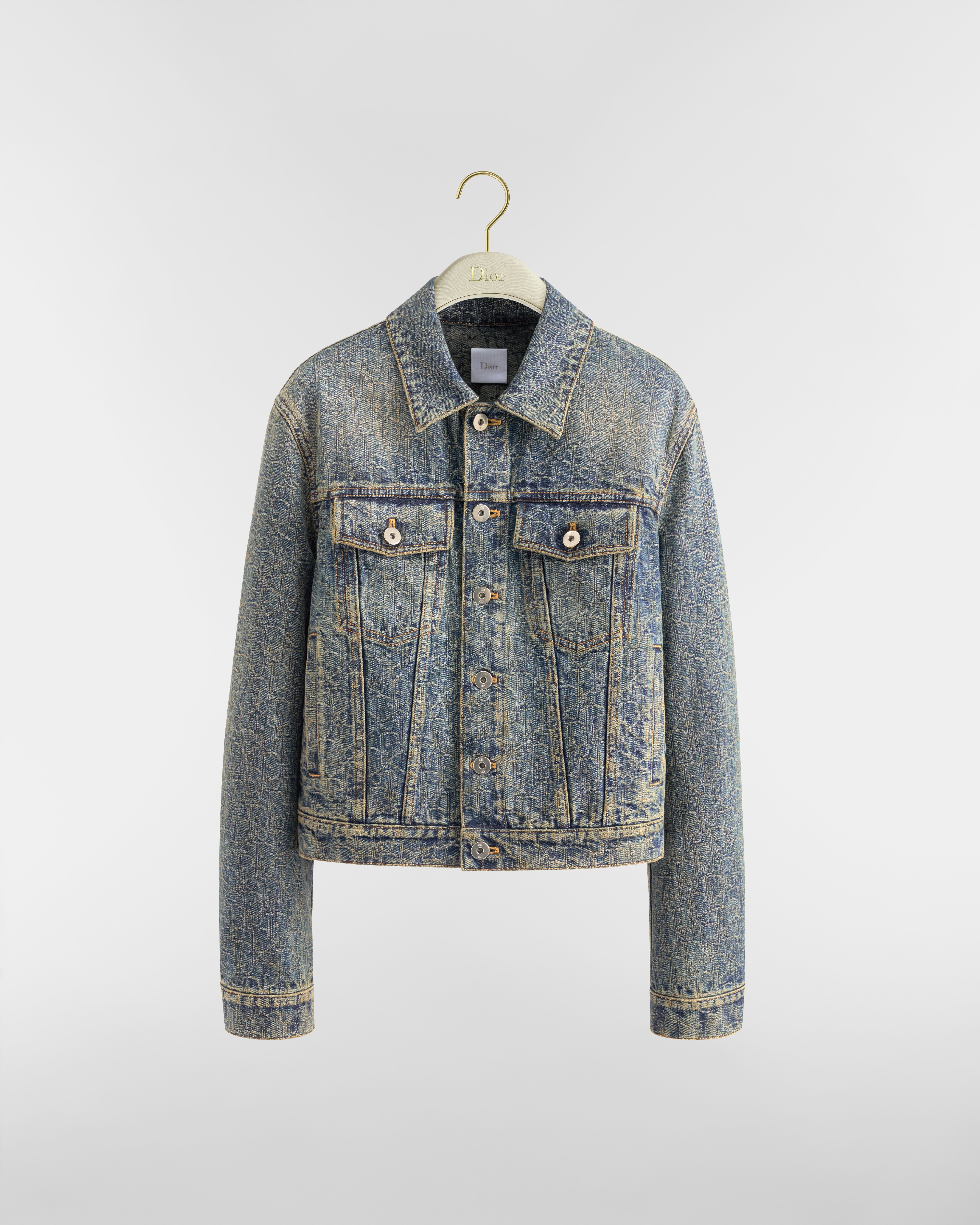 Veste Denim de coton délavé à motif Dior Oblique bleu E01