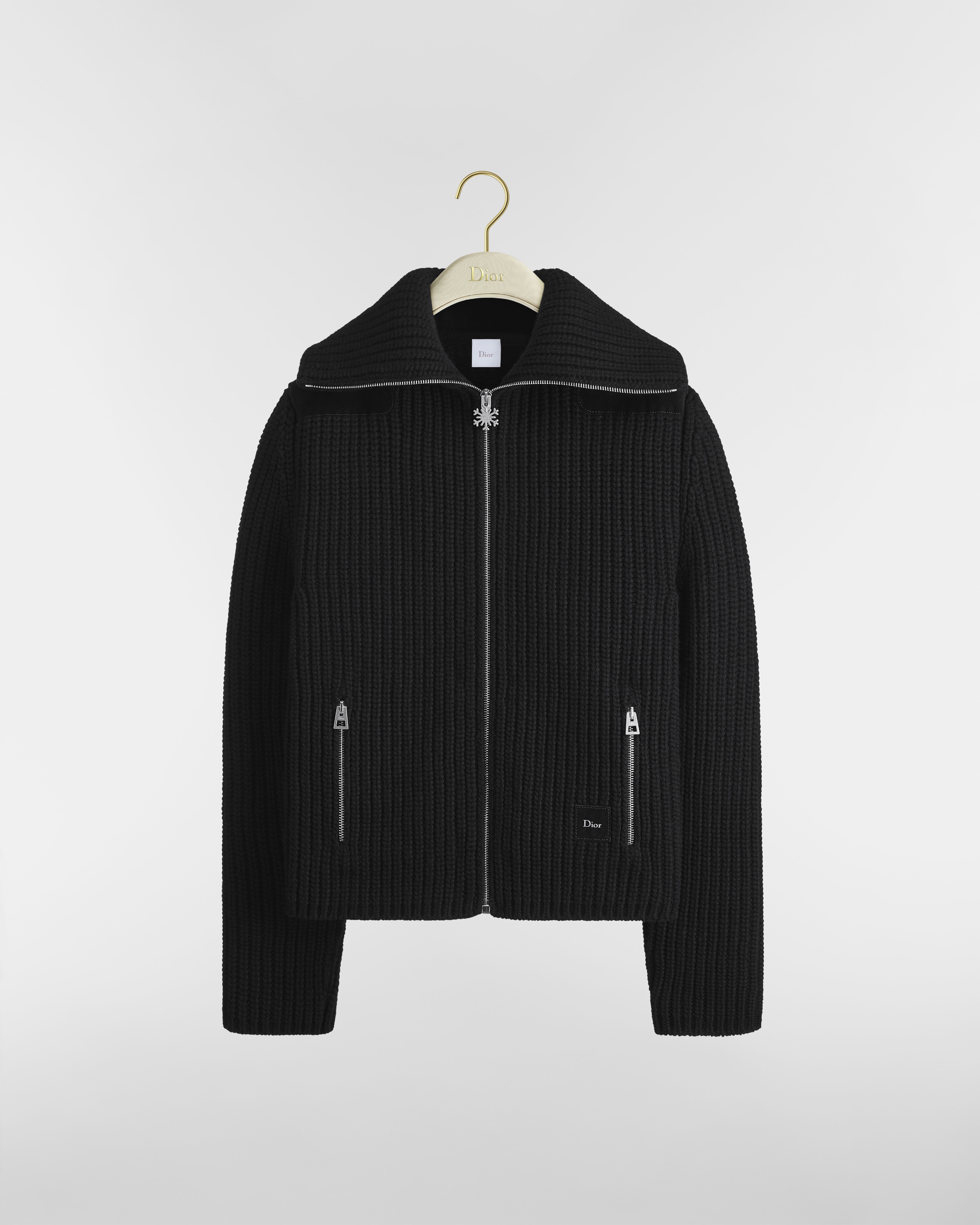 Cardigan zippé DiorAlps Maille de laine et cachemire noirs E01