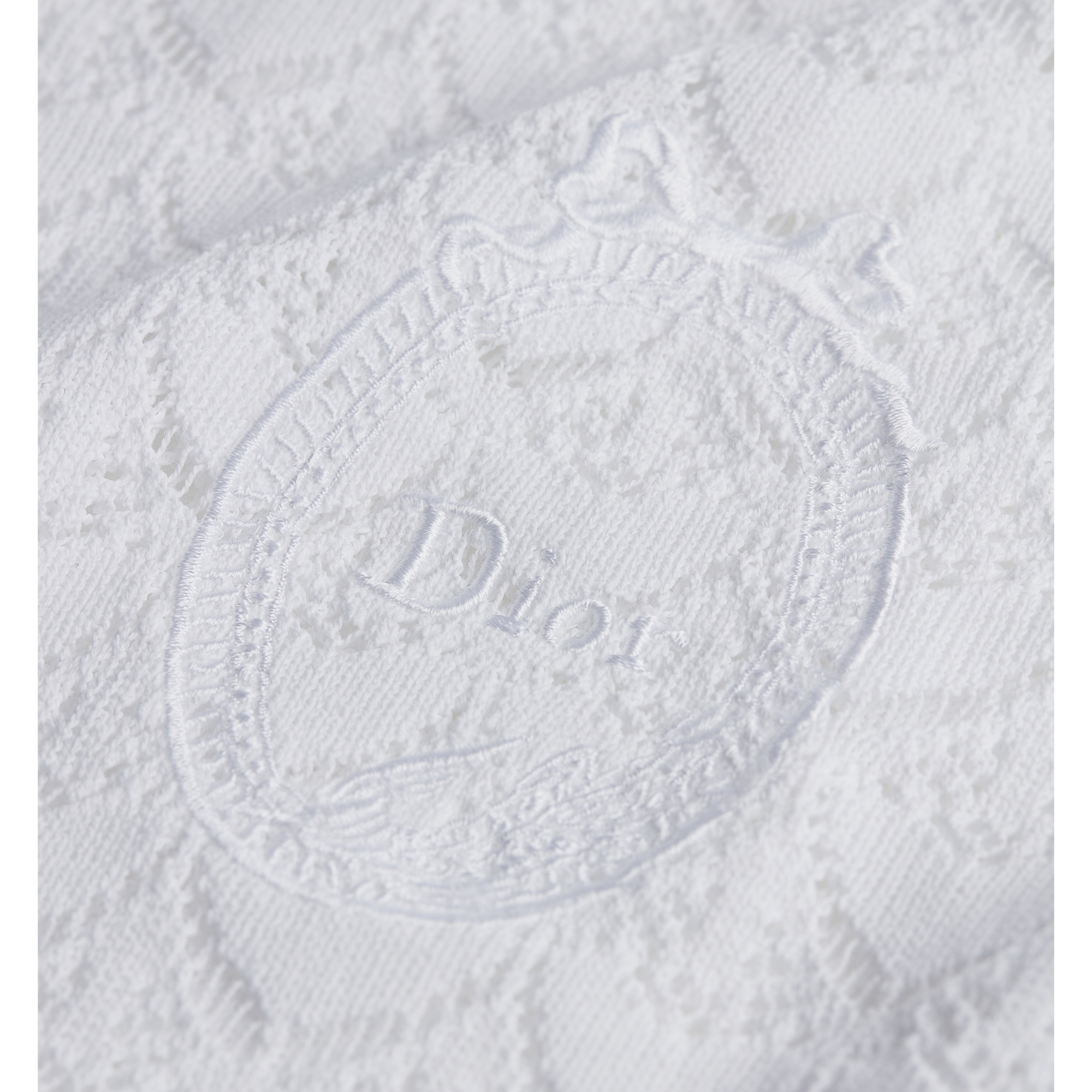 Dior Médaillon Embroidered Cardigan White Heart Motif Cotton-Blend Lace E09