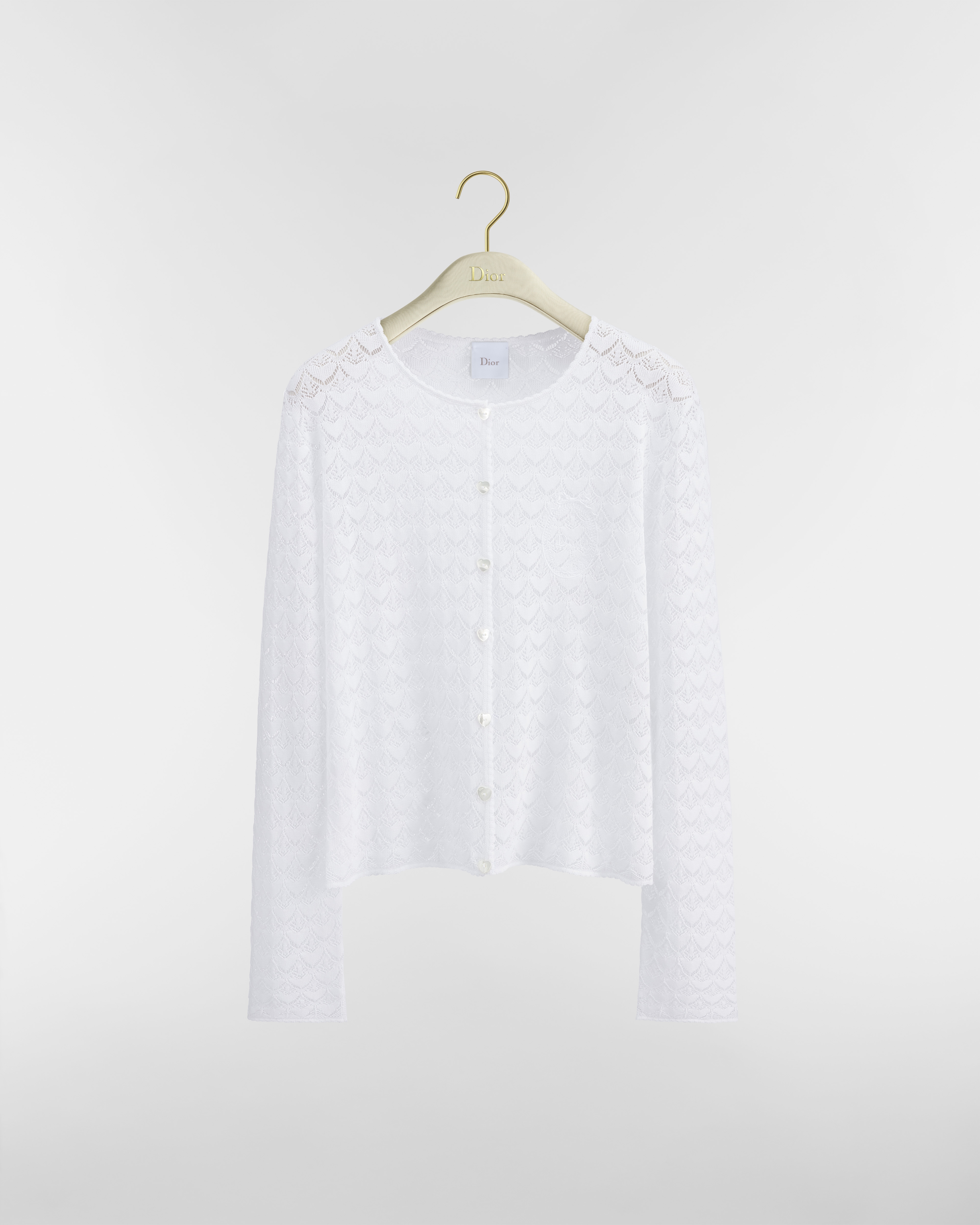 Dior Médaillon Embroidered Cardigan Black Heart Motif Cotton-Blend Lace E01
