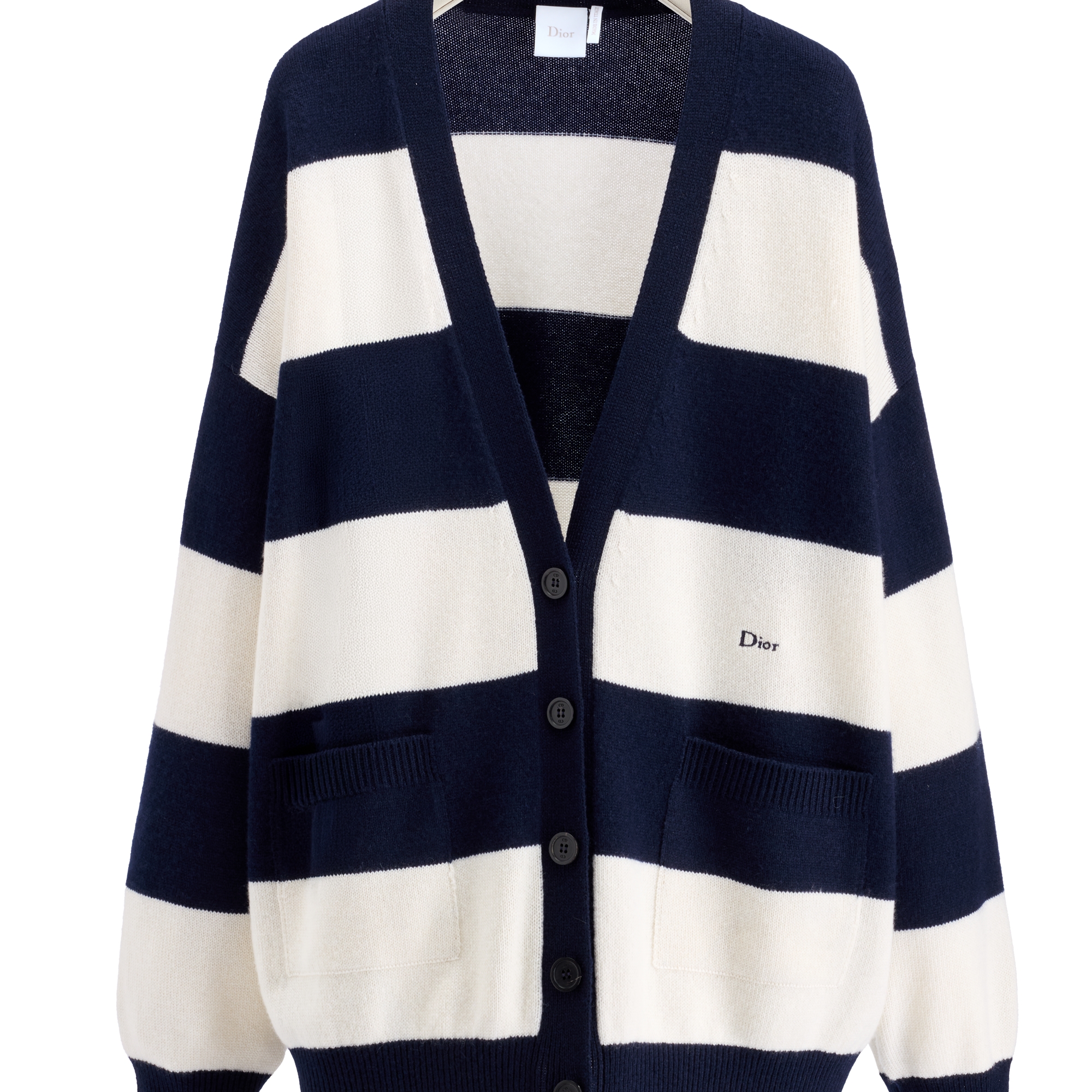 オーバーサイズ カーディガン D-Stripes カシミヤ ジャージーニット