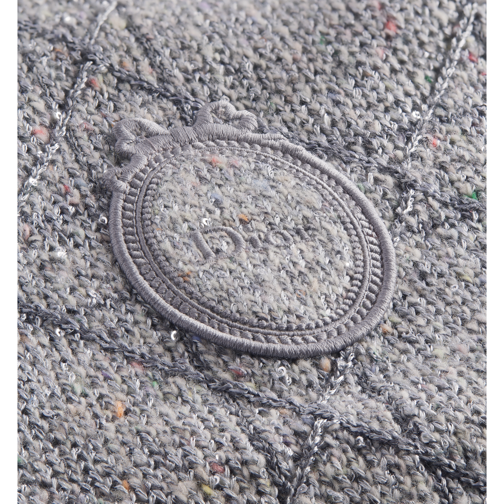Oversized Cannage Cardigan Gray Virgin Wool-Blend Knit E09