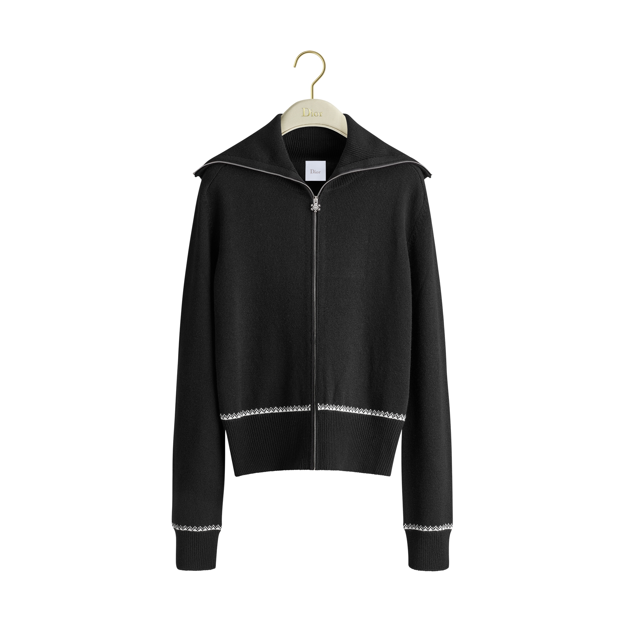 Dior 黒 カーディガン bee DiorAlps Zipped Cardigan Black Virgin Wool and Cashmere Knit with