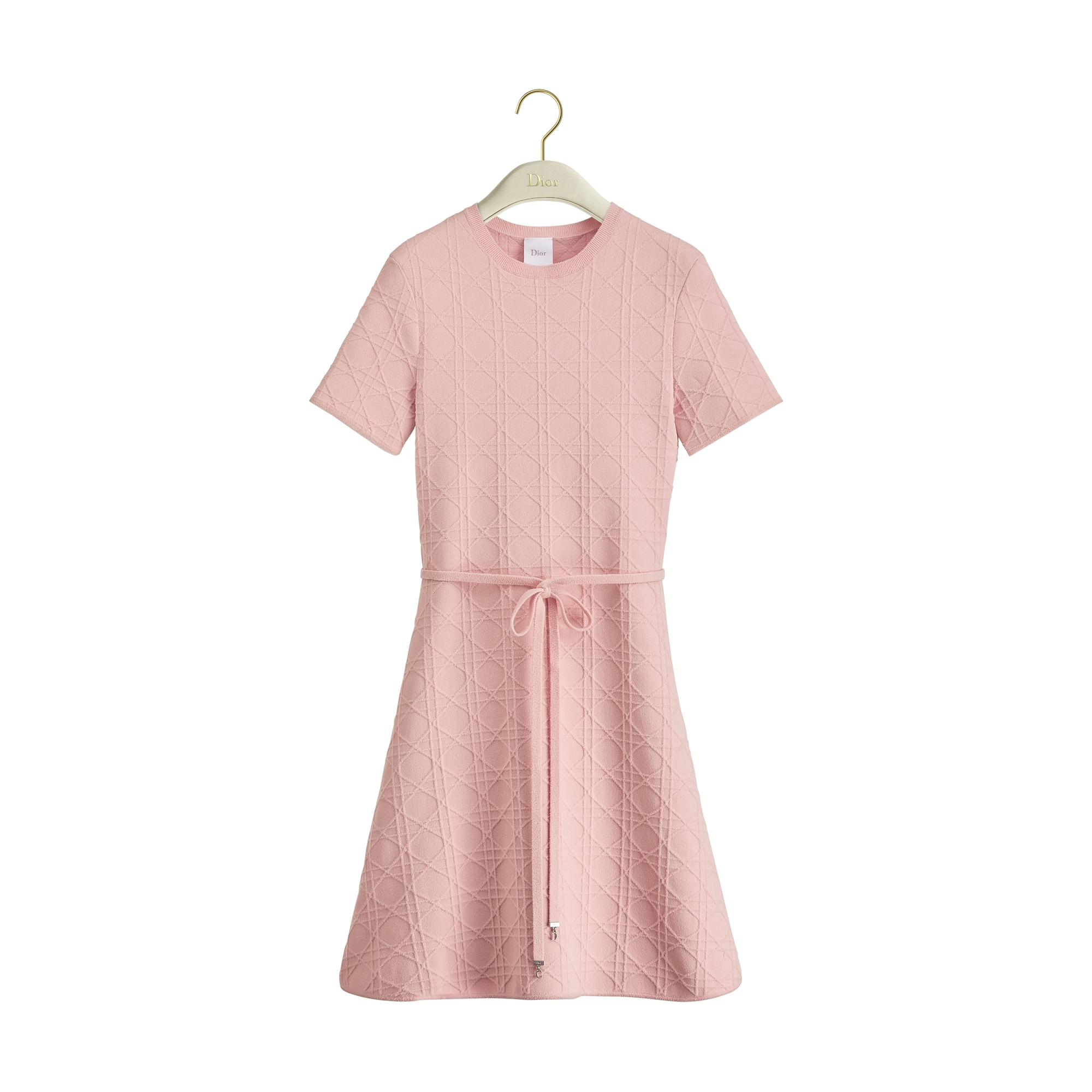 Short Flared Cannage Dress Pink Technical Jacquard E01