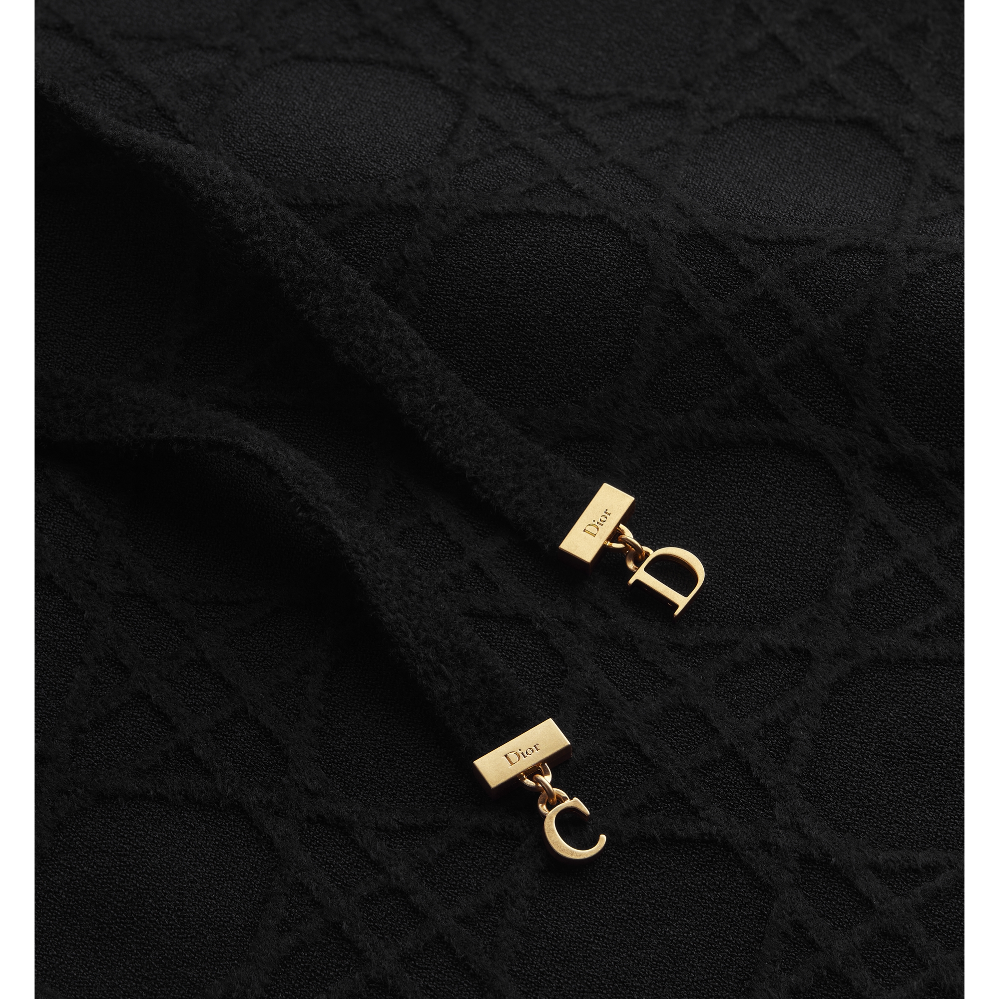 Short Flared Cannage Dress Black Technical Jacquard E09