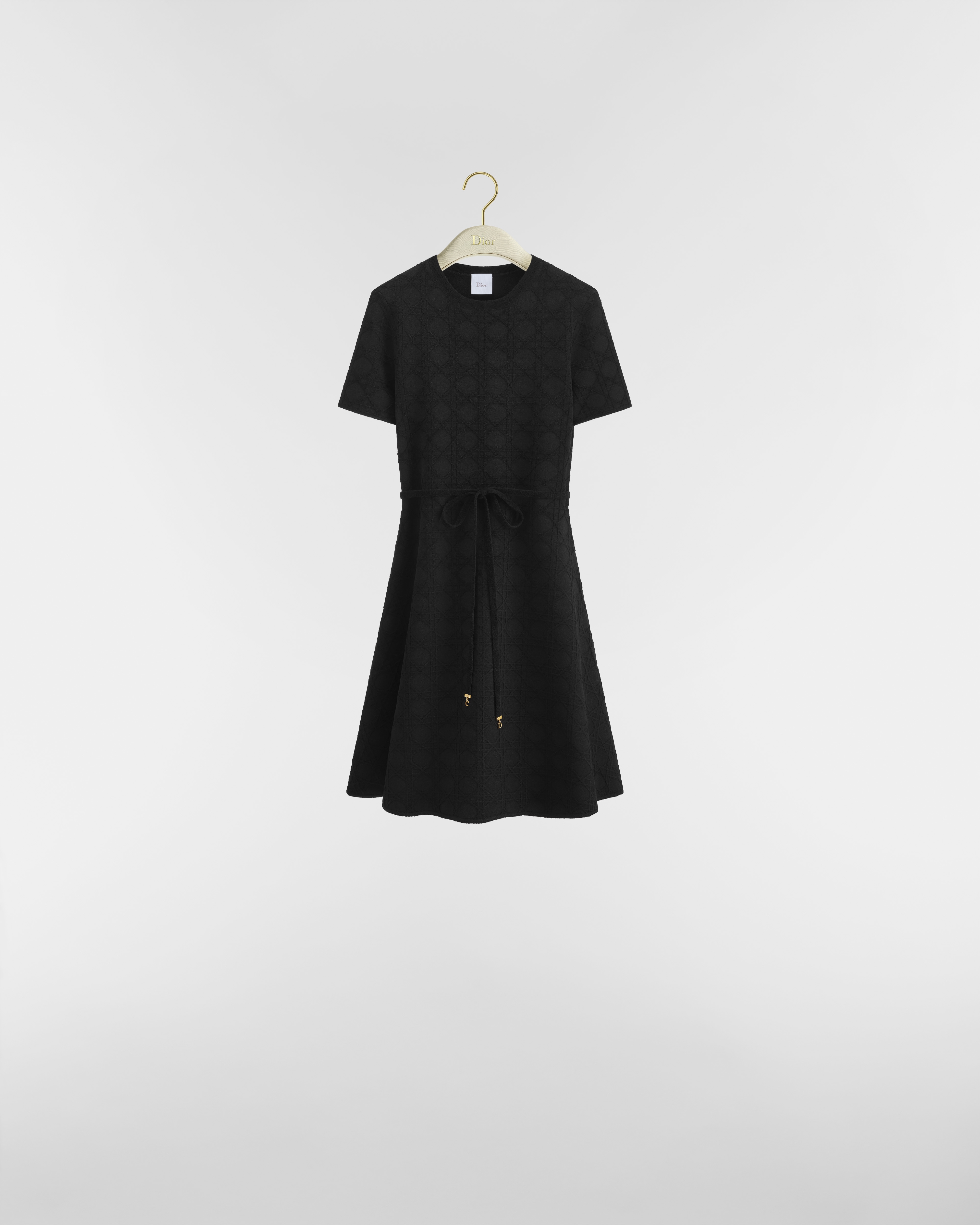 Vestido corto acampanado Cannage Jacquard técnico negro E01