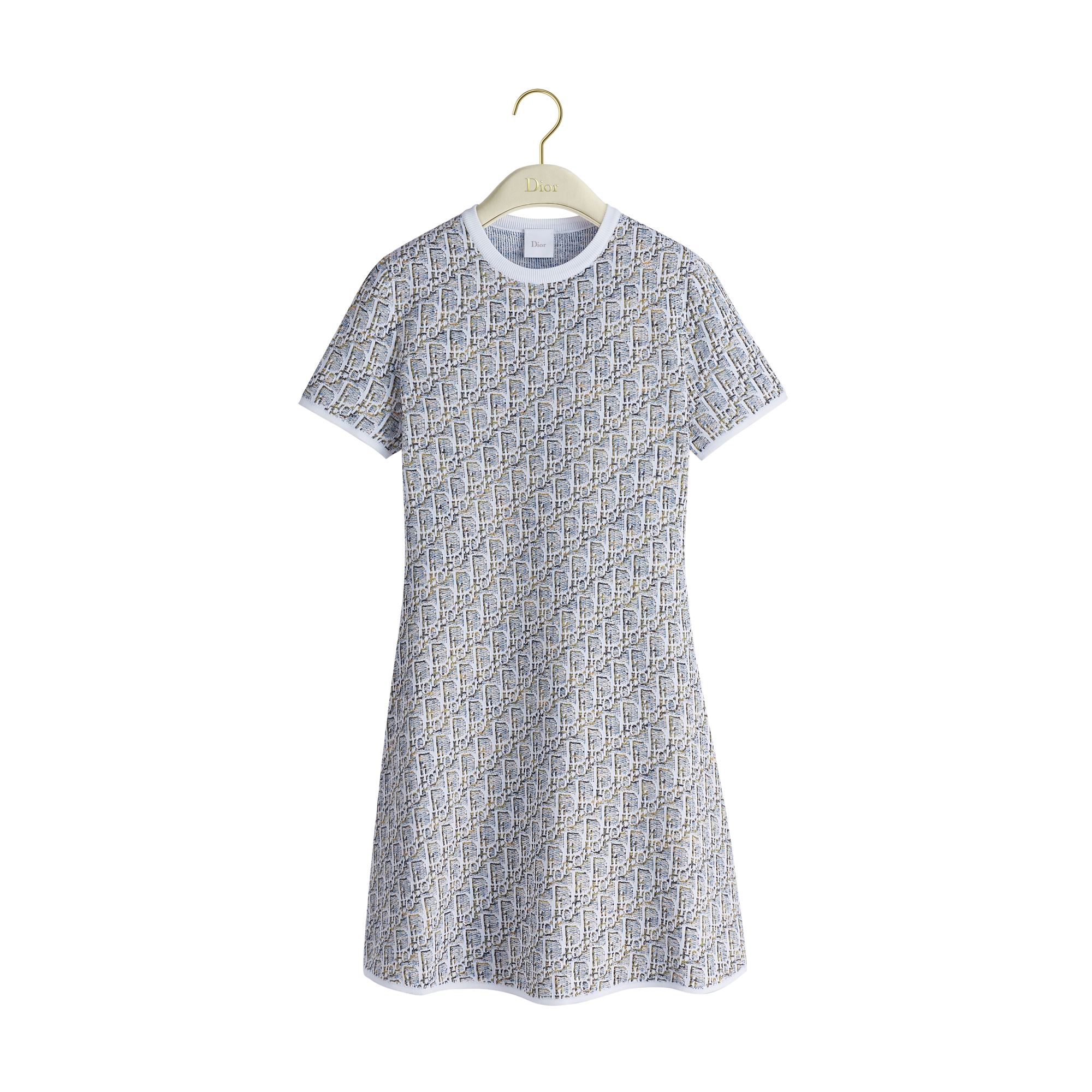 Short Flared Dress Multicolor Dior Oblique Cotton-Blend Jacquard E01
