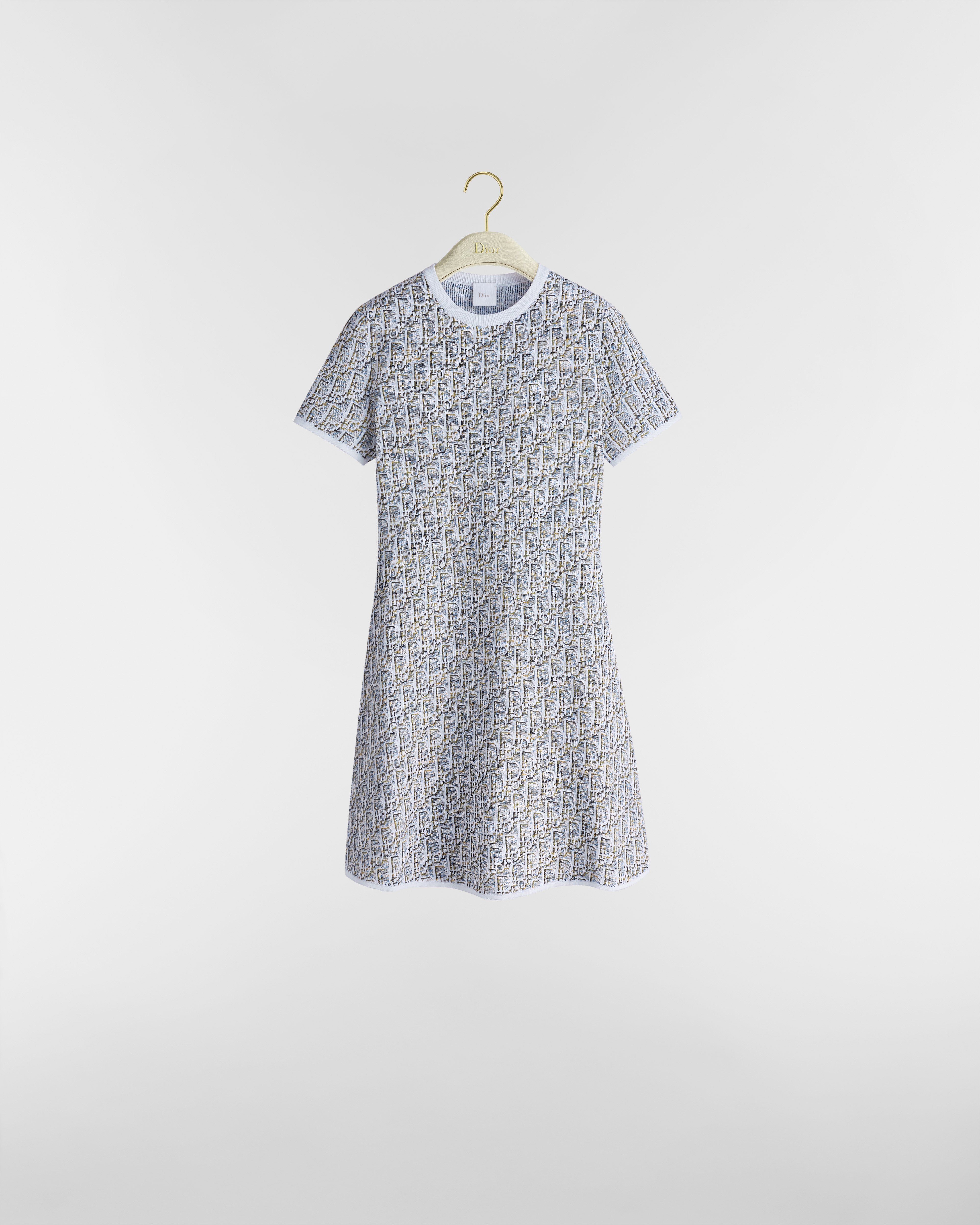 Short Flared Dress Multicolor Dior Oblique Cotton-Blend Jacquard E01