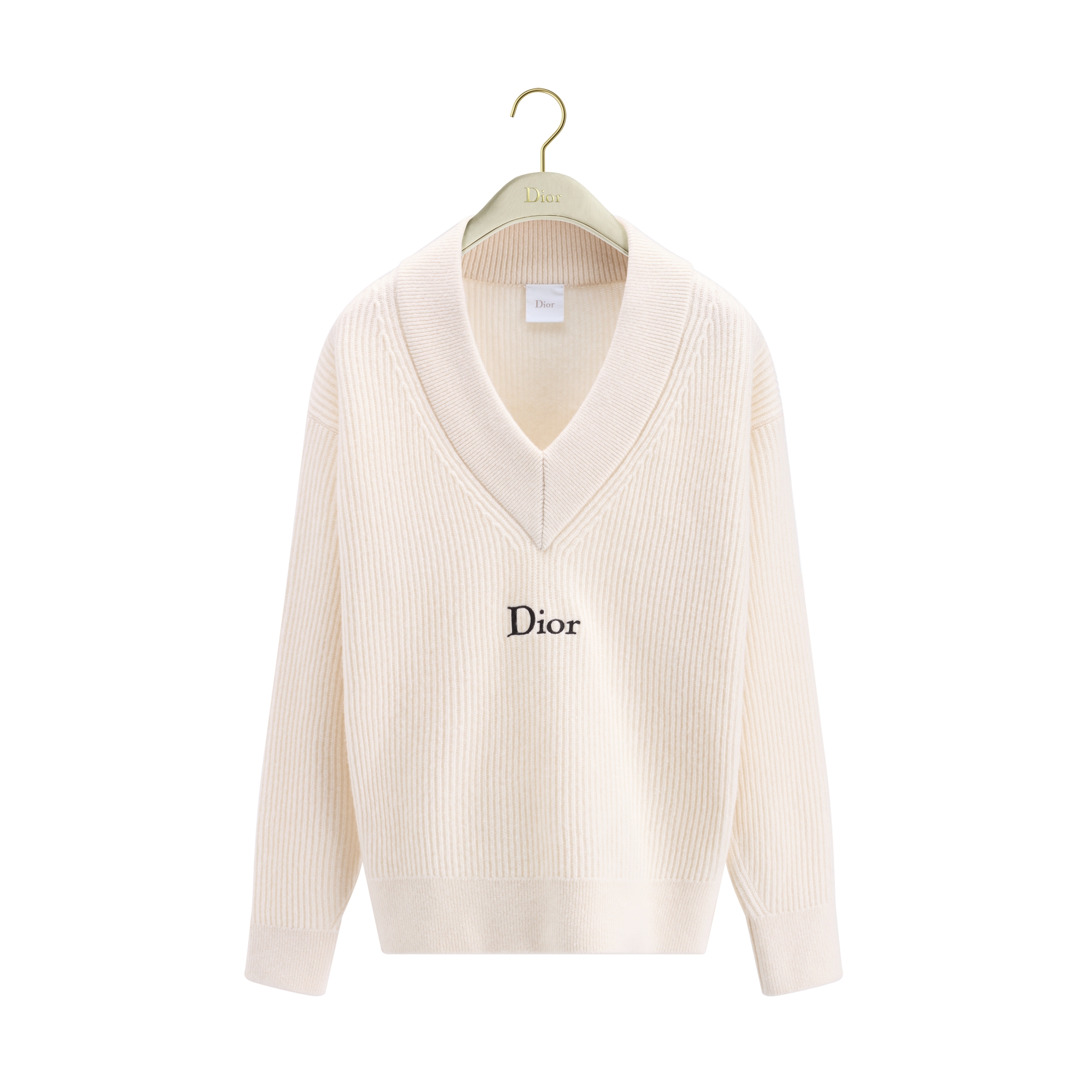 Oversized Sweater White Wool and Cashmere Ribbed Knit | DIOR