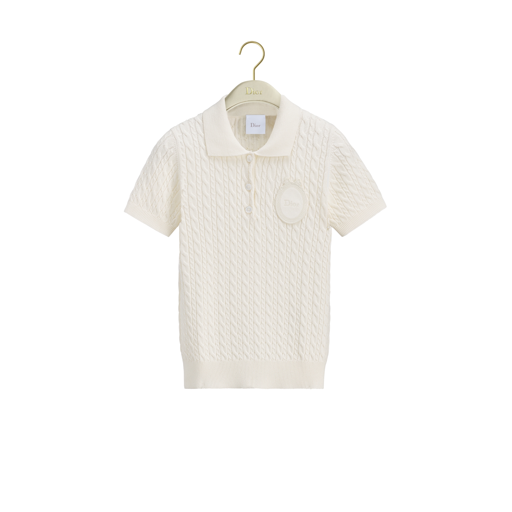  White Cable-Knit Cotton and Wool