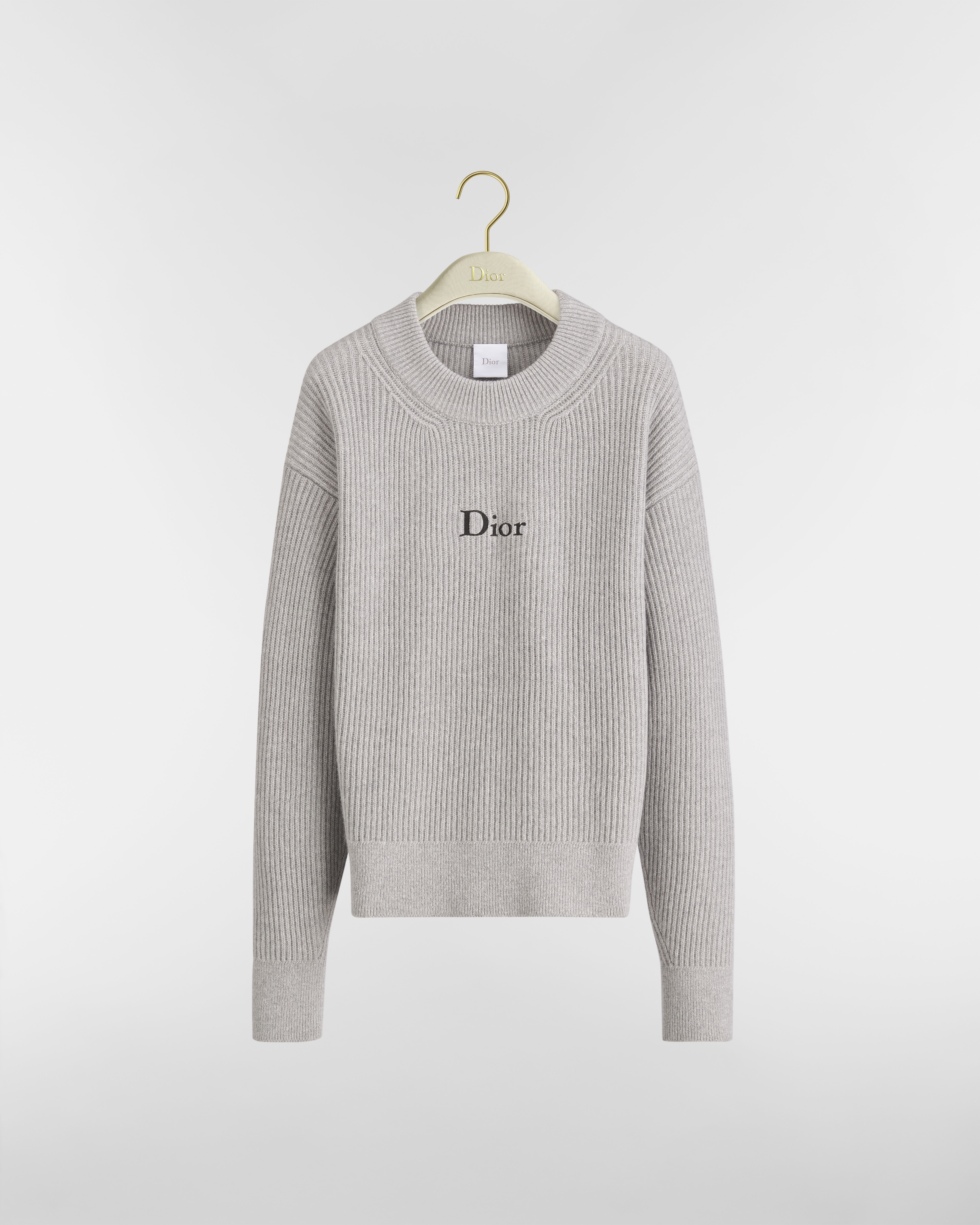 Oversized Sweater Gray Wool and Cashmere Ribbed Knit E01