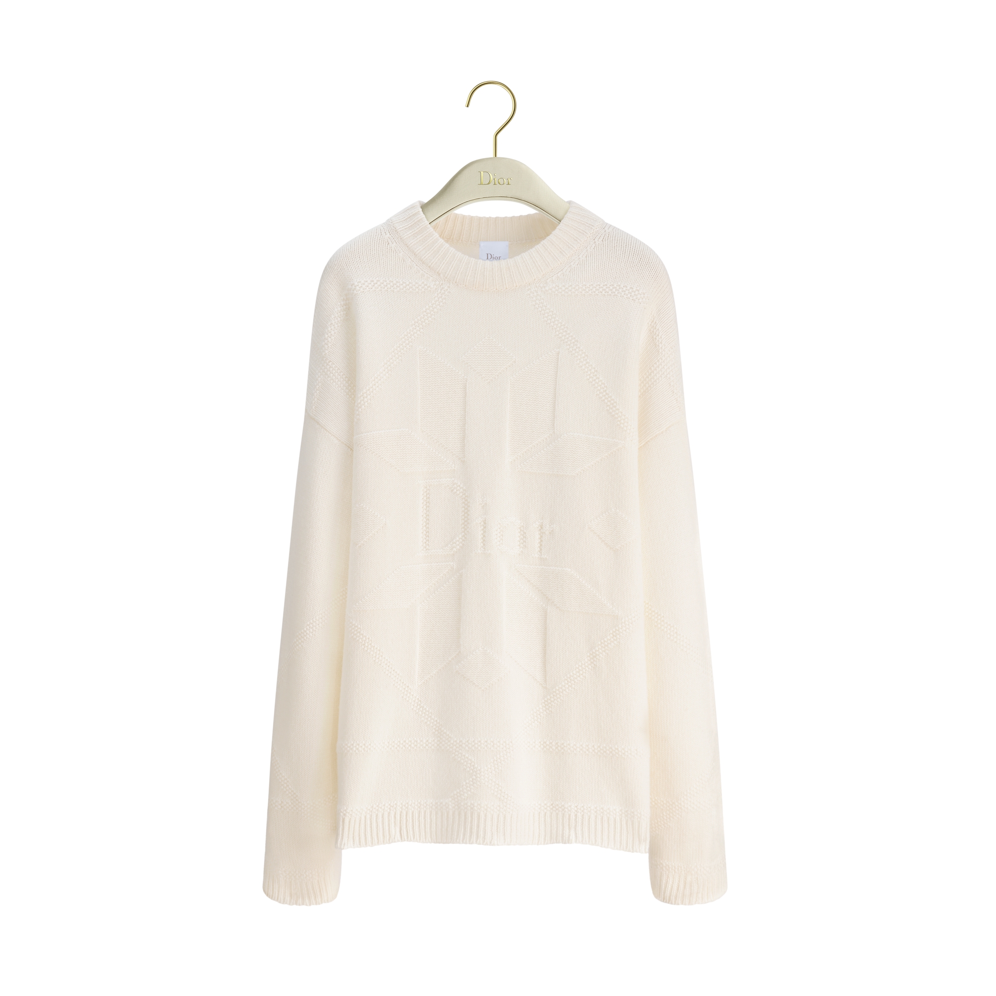 DiorAlps Oversized Sweater Ecru Dior Snowflake Wool and Cashmere Knit E01