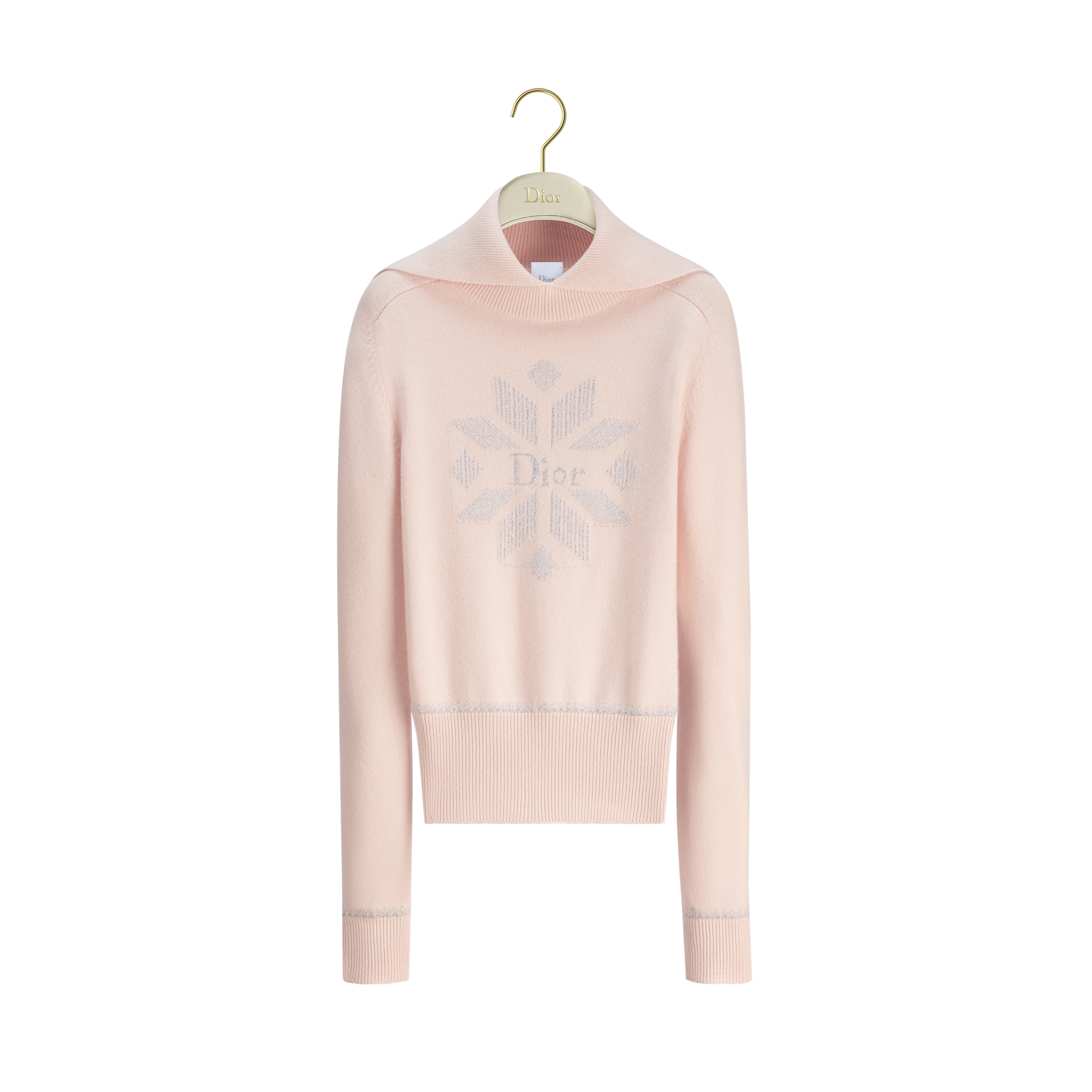  Pink Dior Snowflake Wool-Cashmere-Blend Knit