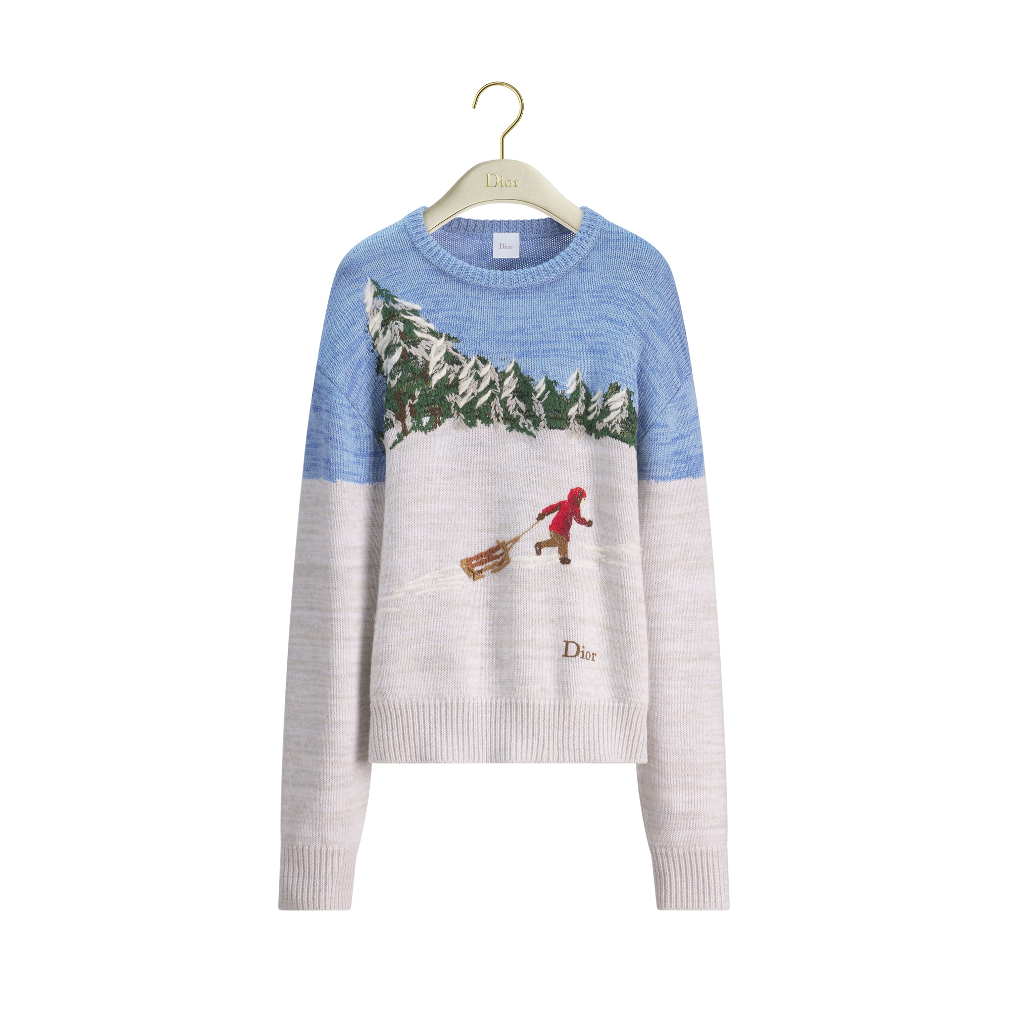 DiorAlps Oversized Embroidered Sweater Multicolor Dior d'Hiver Virgin Wool Intarsia E01