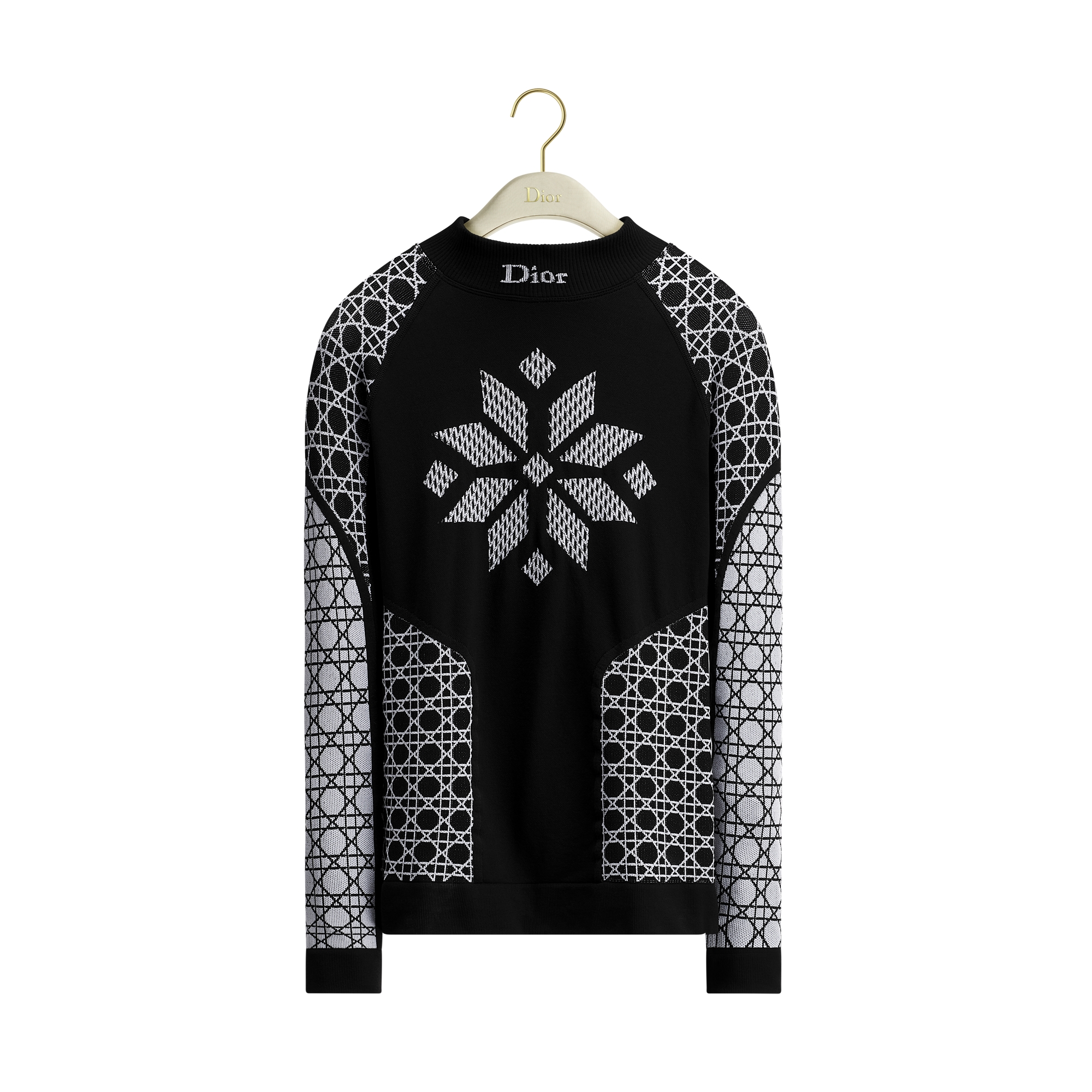 DiorAlps Cannage Fitted Sweater Black Technical Knit with White