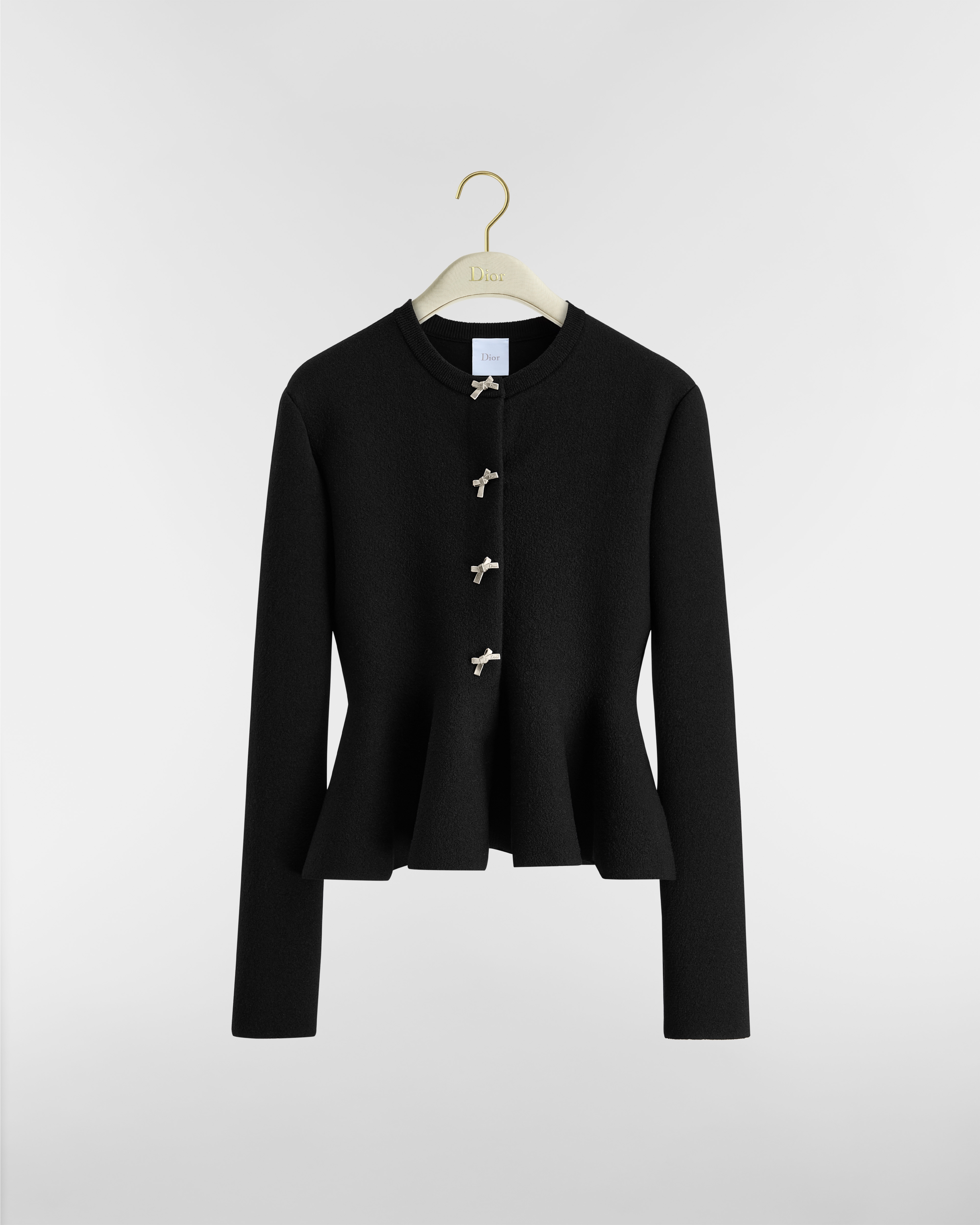 Veste péplum Maille de laine vierge mélangée noire E01
