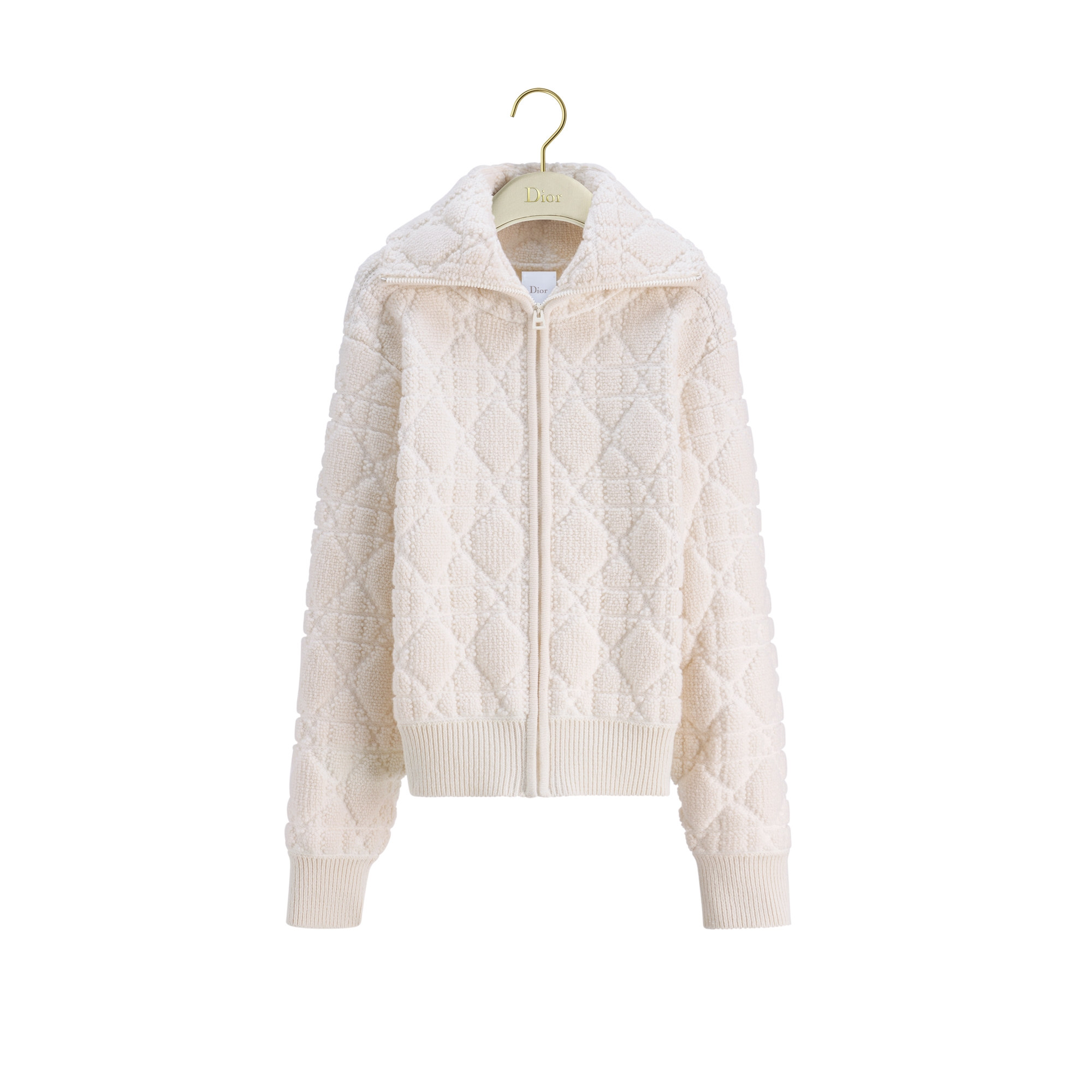  White Virgin Wool-Cashmere-Blend Jacquard
