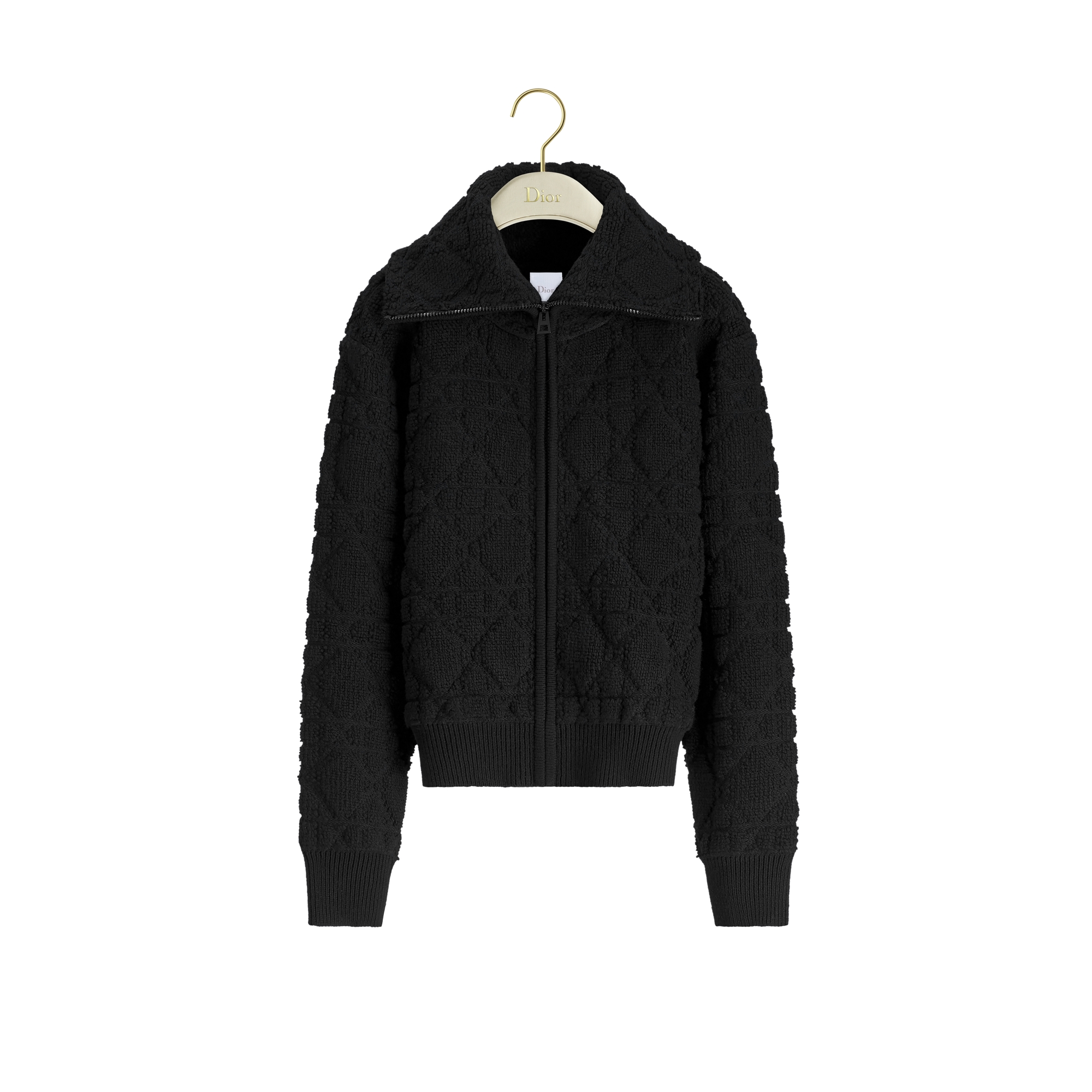 DiorAlps Cannage Zipped Jacket Black Virgin Wool-Cashmere-Blend