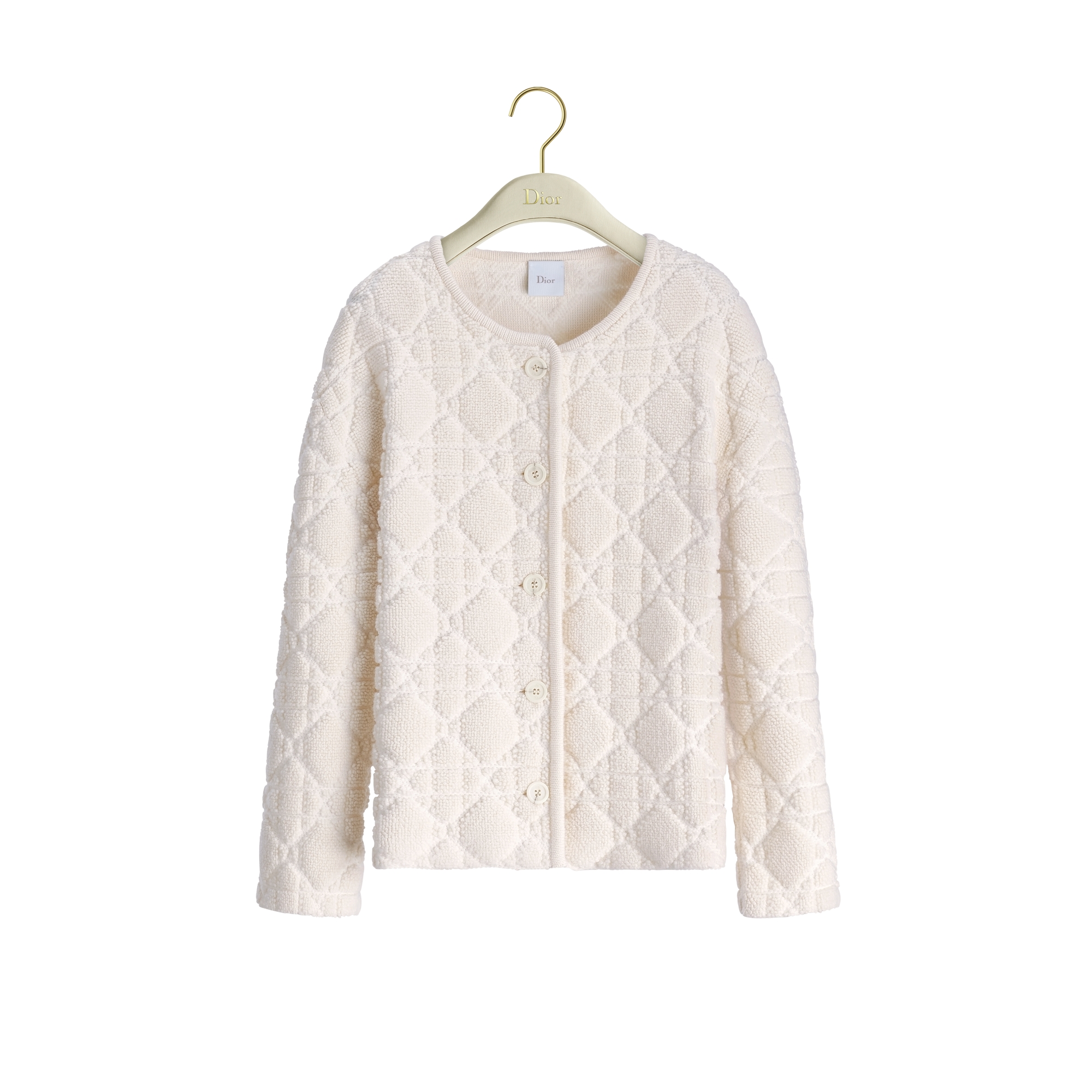 DiorAlps Cannage Jacket White Virgin Wool-Cashmere-Blend Jacquard