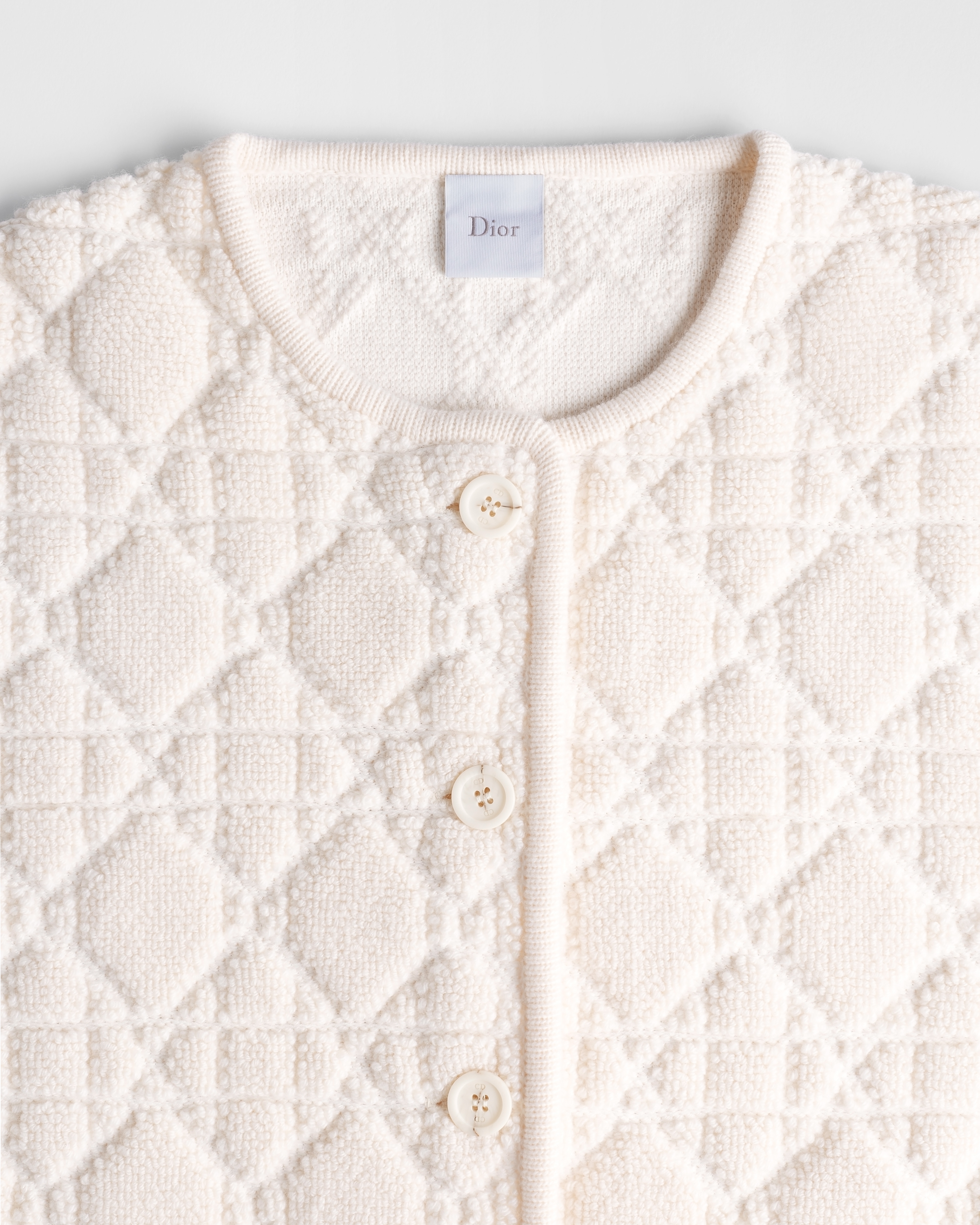DiorAlps Cannage Jacket White Virgin Wool-Cashmere-Blend Jacquard