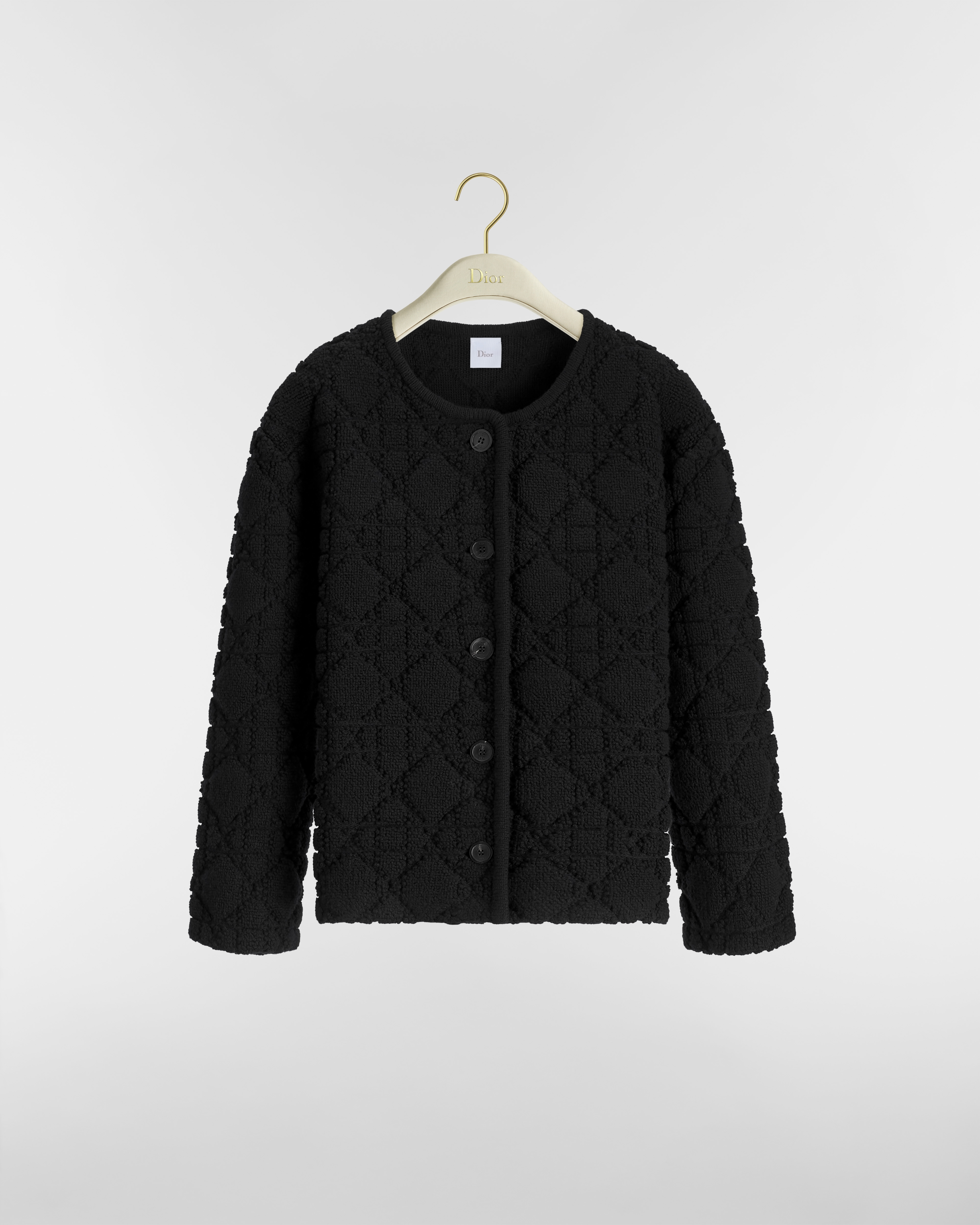 DiorAlps Cannage Jacke Jacquard aus Schurwoll-Kaschmir-Mischung in Schwarz E01