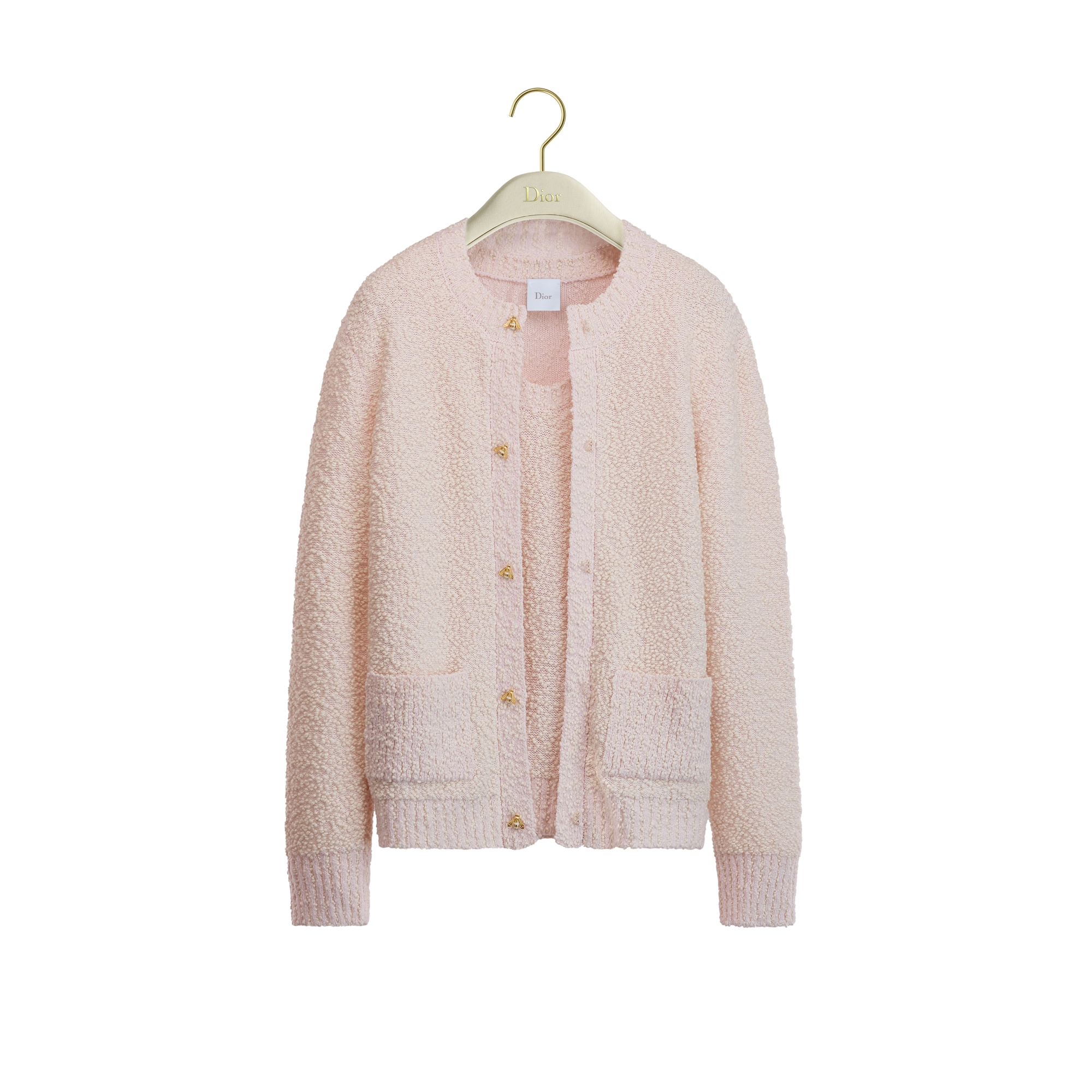 Twin-set Malha com mescla de algodão e lã buclê rosa | DIOR