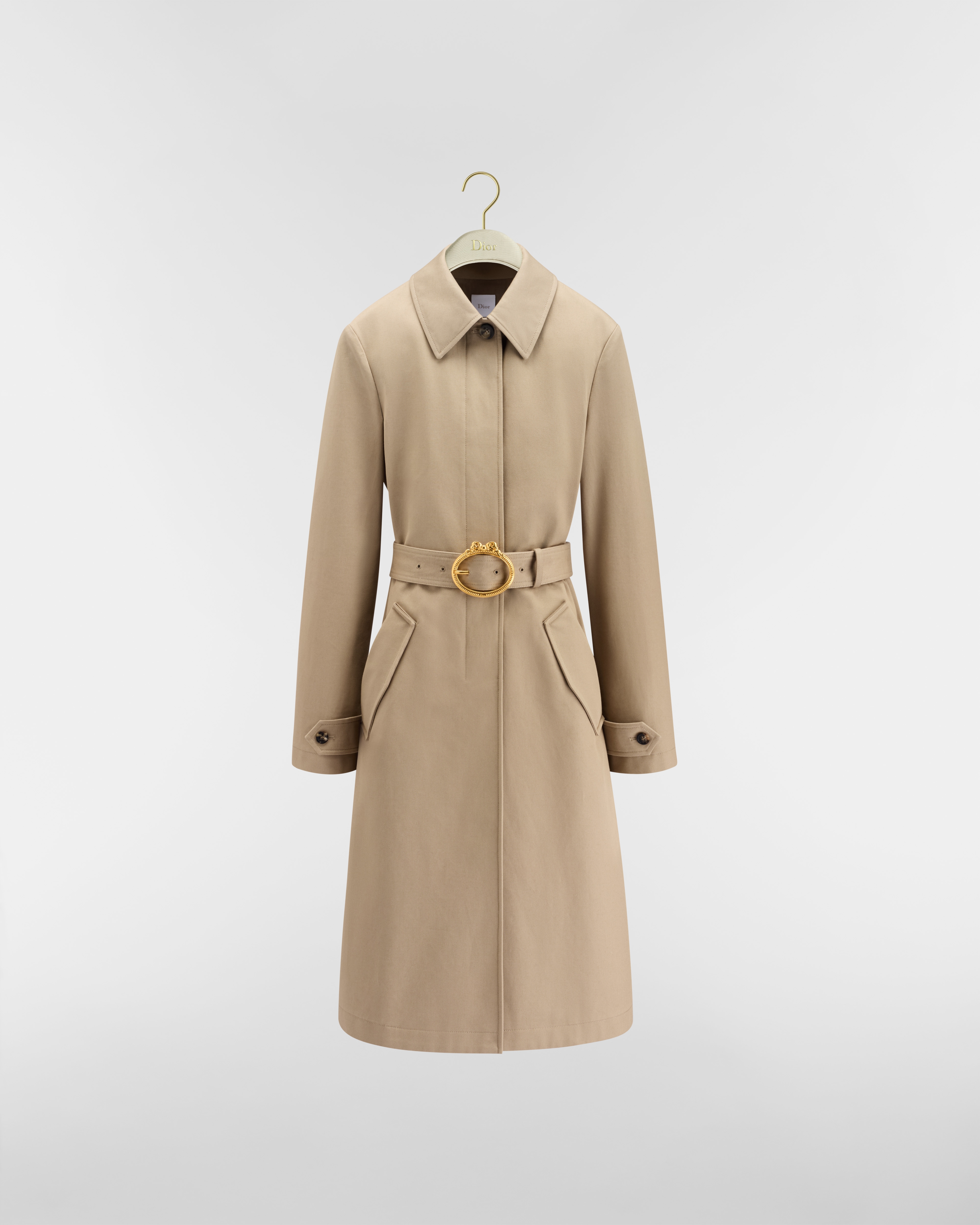 Trench ceinturé Gabardine de coton beige E01