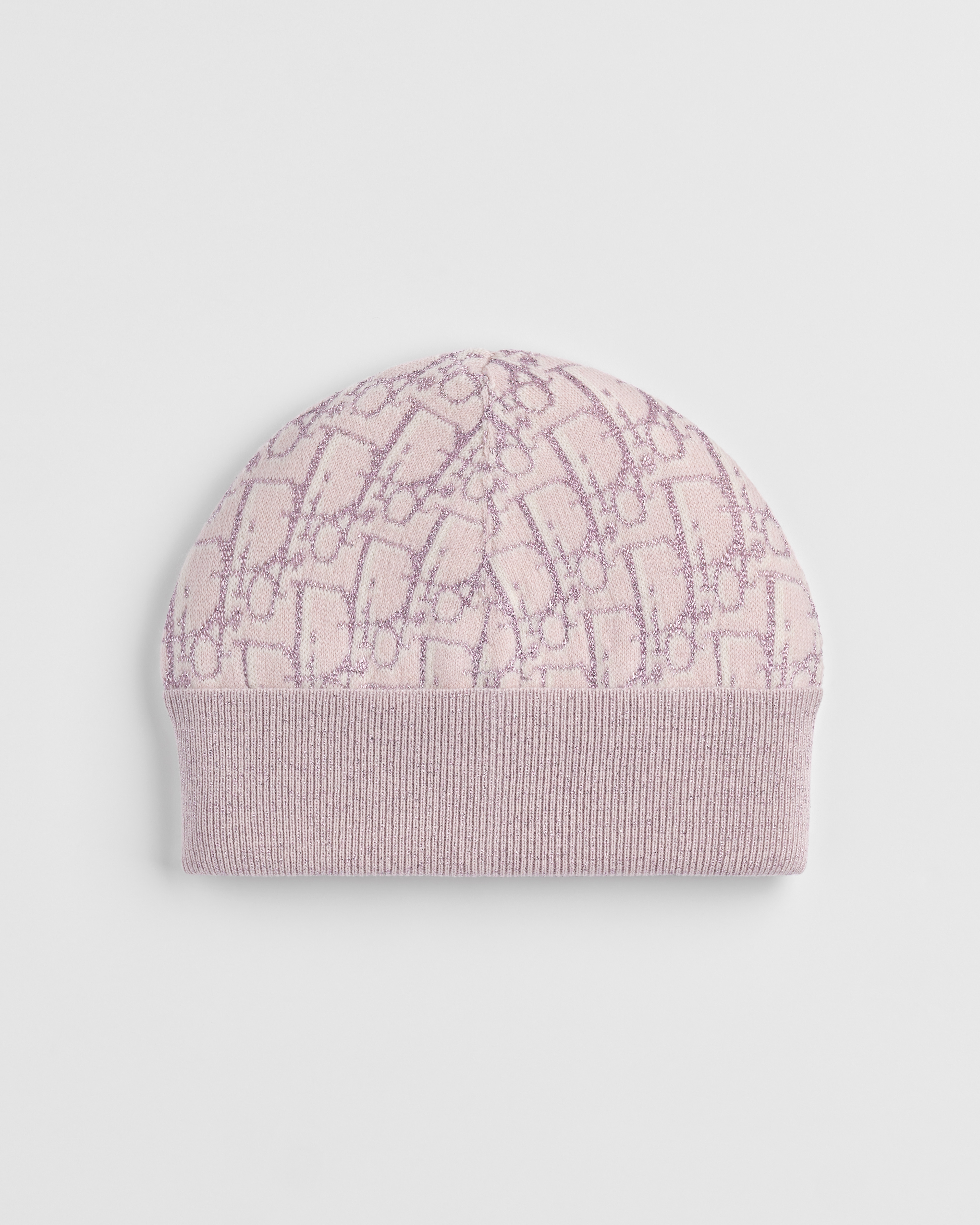 Bonnet Dior Oblique DiorAlps Maille de cachemire mélangé rose et fils métallisés E01