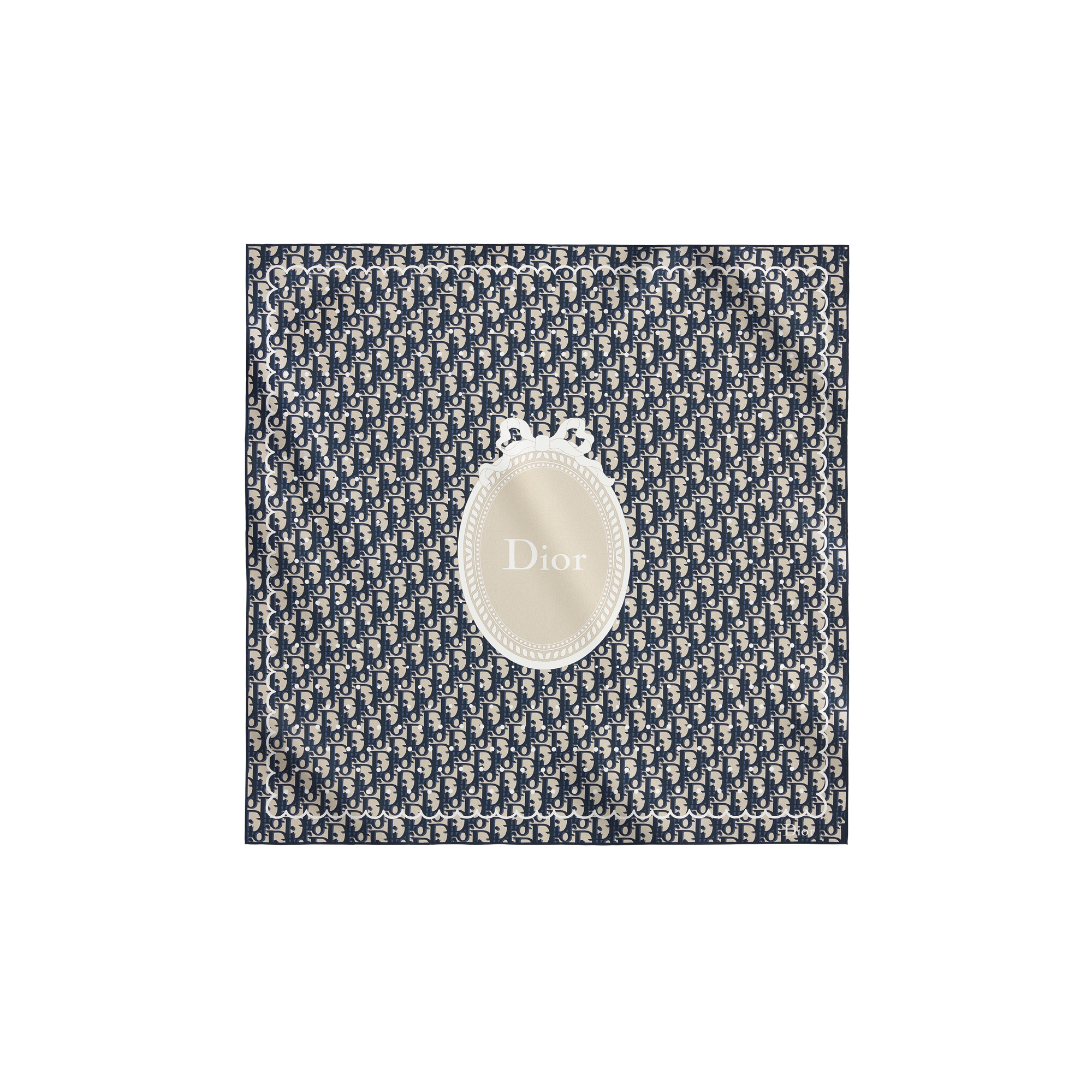  Navy Blue and Beige Silk Twill