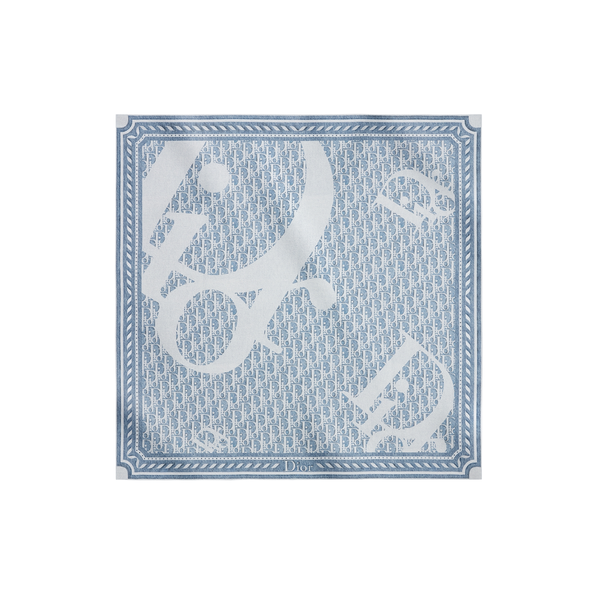 Dior Infini Denim 90 Square Scarf Blue Silk Twill E01