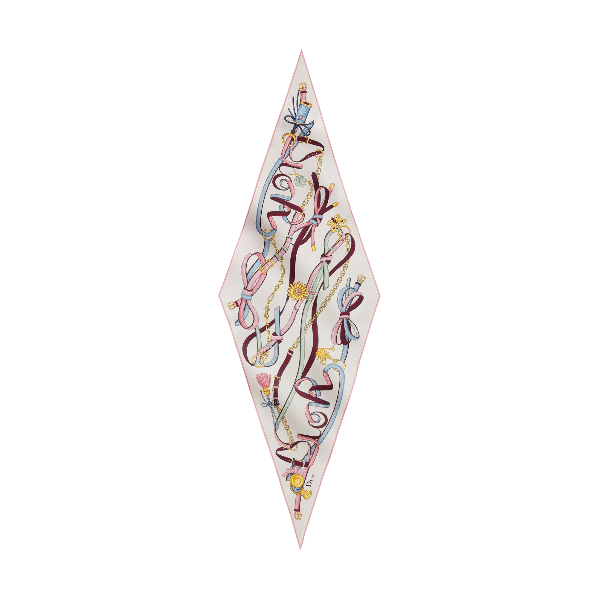 Dior Saddle Charms Dior Diamond Pink Multicolor Silk Twill E01