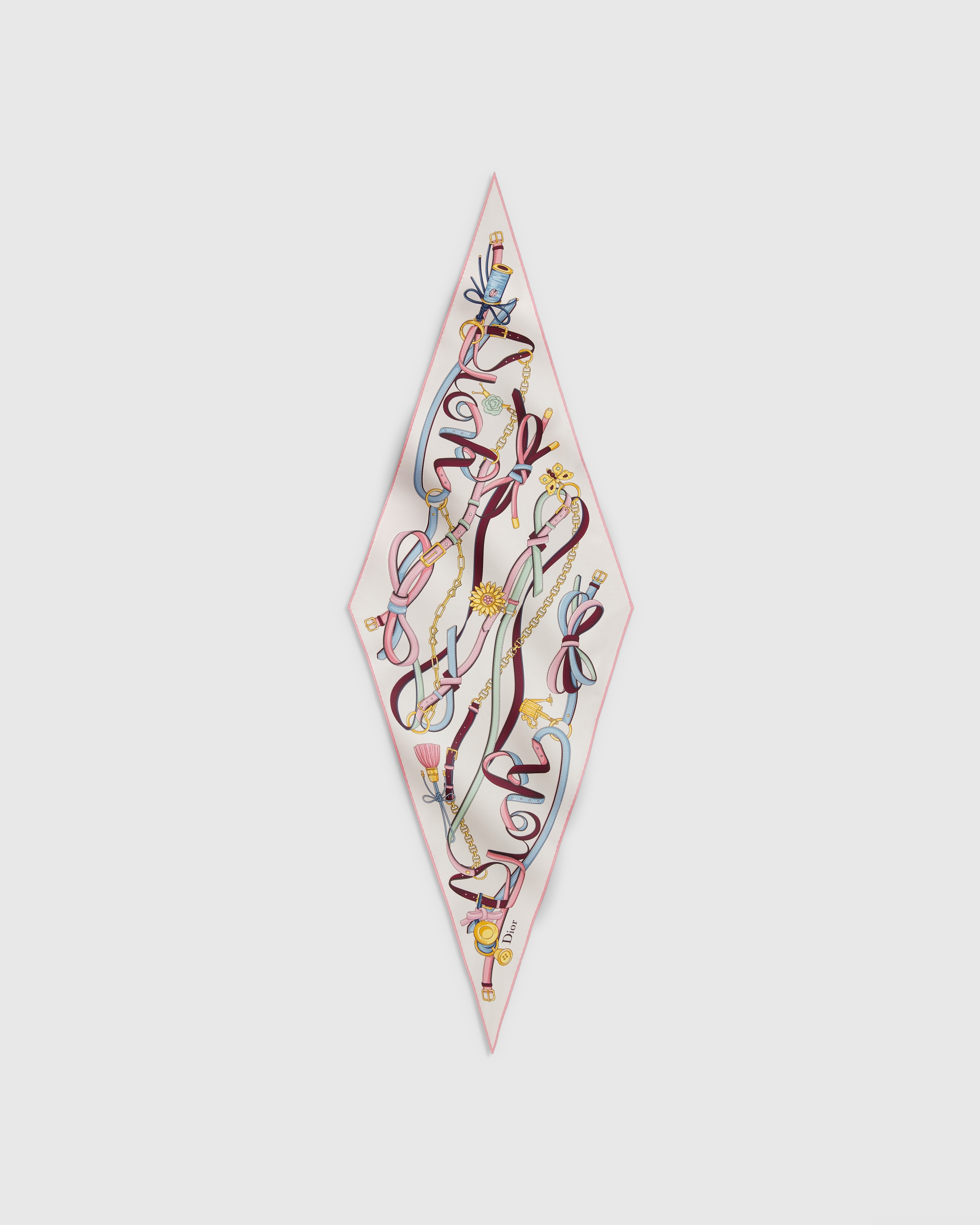Dior Diamond Dior Saddle Charms Twill de soie rose multicolore E01