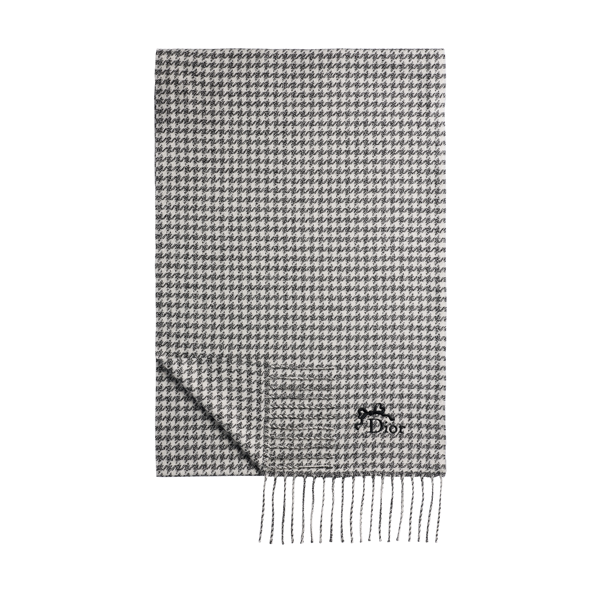  Zwarte en witte jacquard van zijde en kasjmier