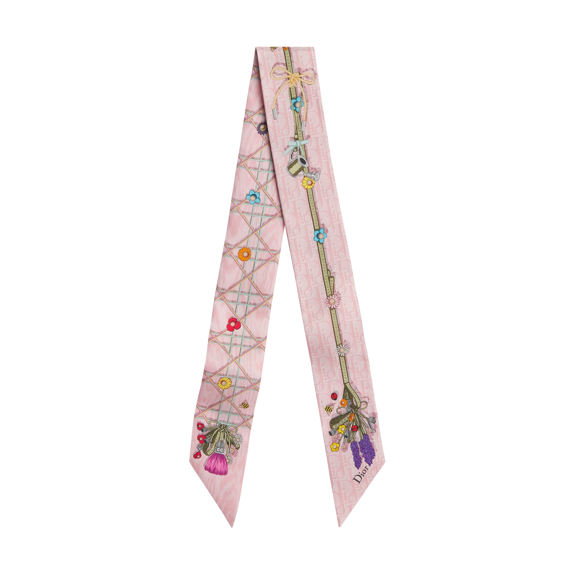 Dior 花柄ロンパース・ビブセット Dior Cannage Garden Mitzah Scarf Pink Multicolor Silk Twill | DIOR