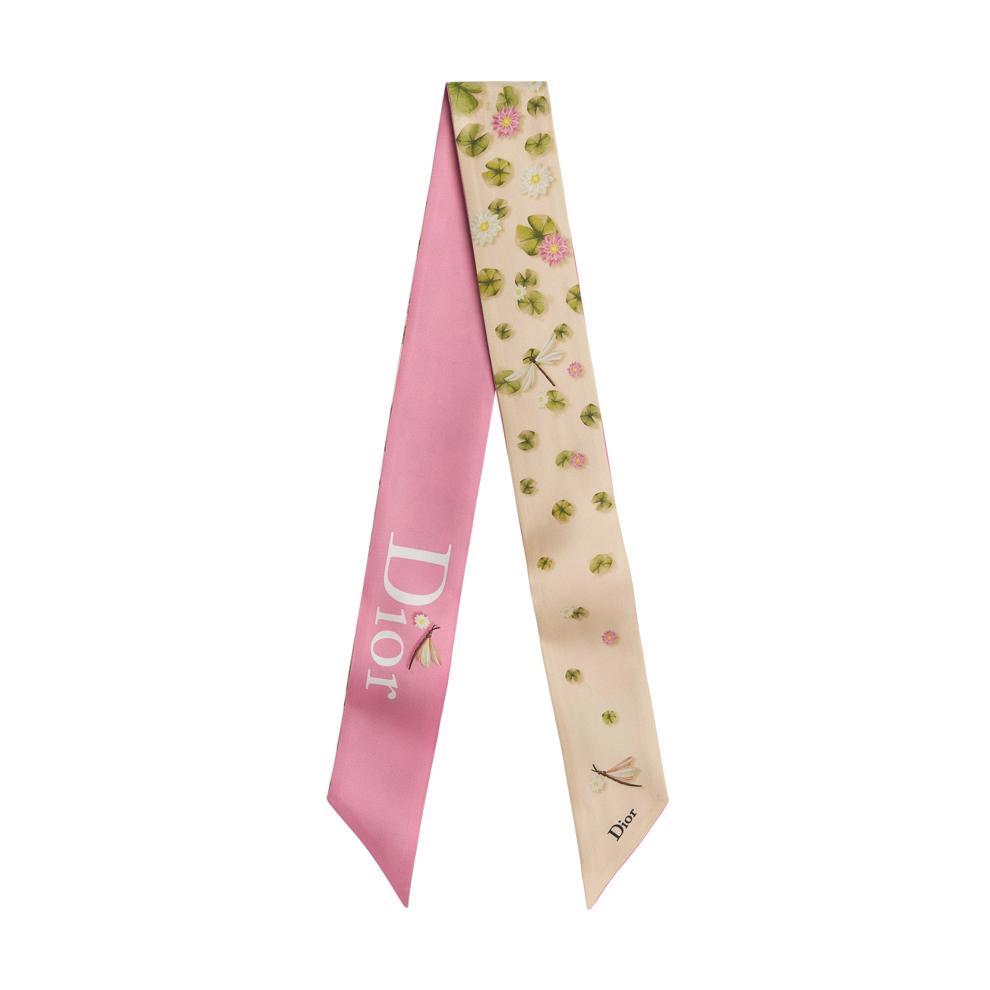 Dior Water Lily Mitzah Scarf Pink Multicolor Silk Twill E01